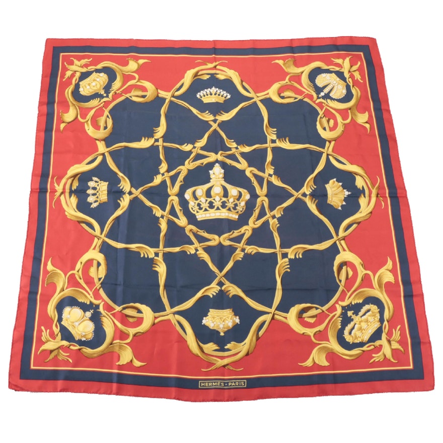 Hermès "Couronnes/Crowns" Silk Twill Scarf