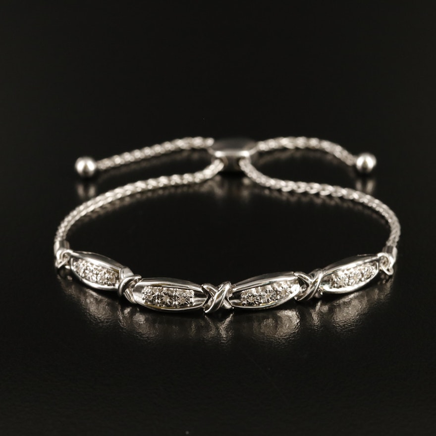 Sterling Diamond Slide Bracelet