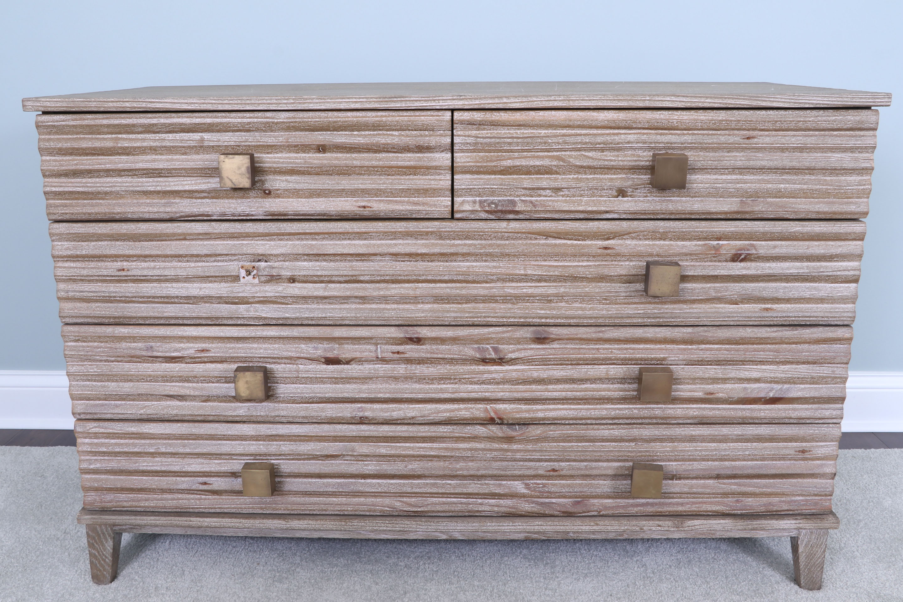 Mr. Brown London "Belmont" Pine Five-Drawer Chest in Rustic Grey Finish