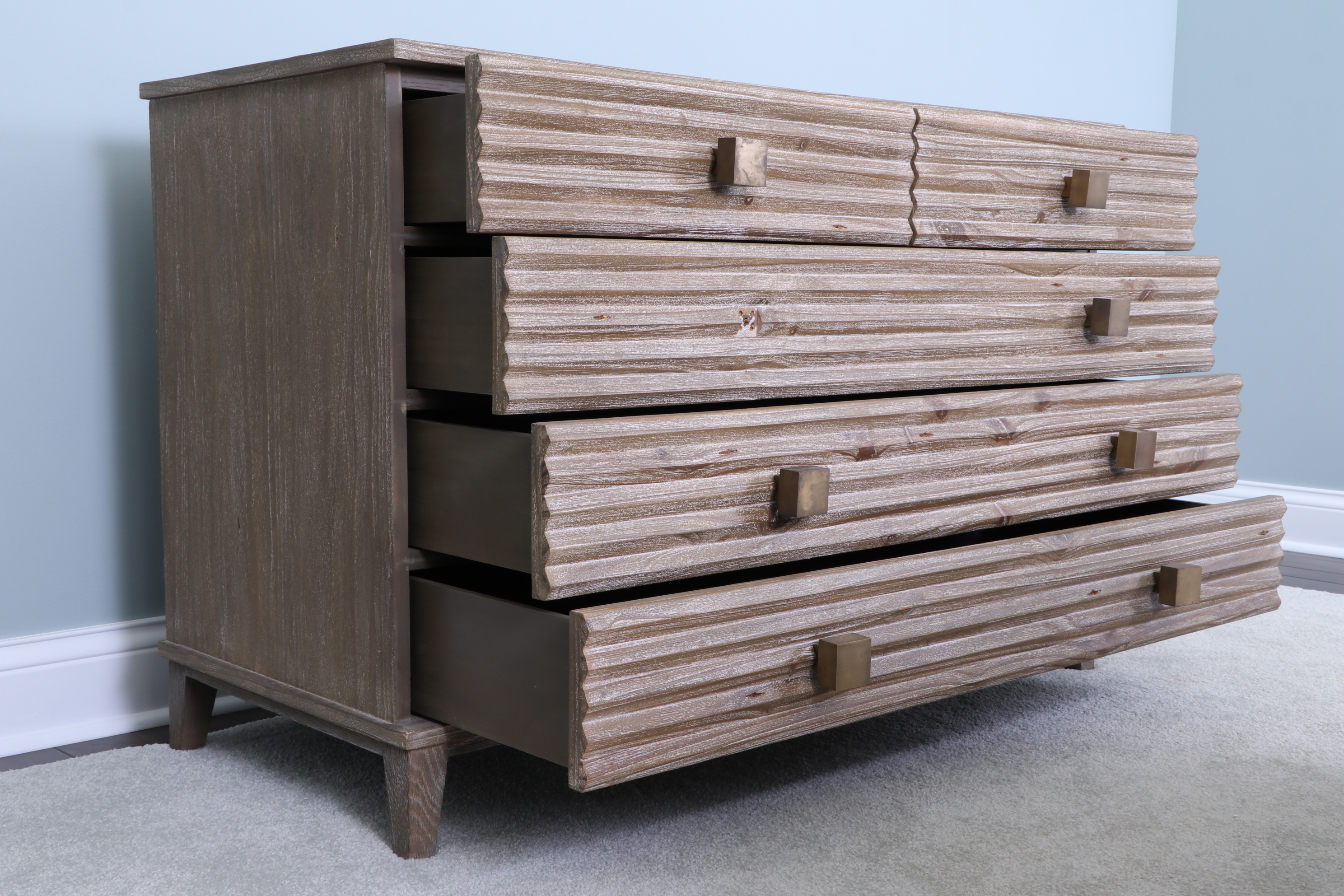 Mr. Brown London "Belmont" Pine Five-Drawer Chest in Rustic Grey Finish