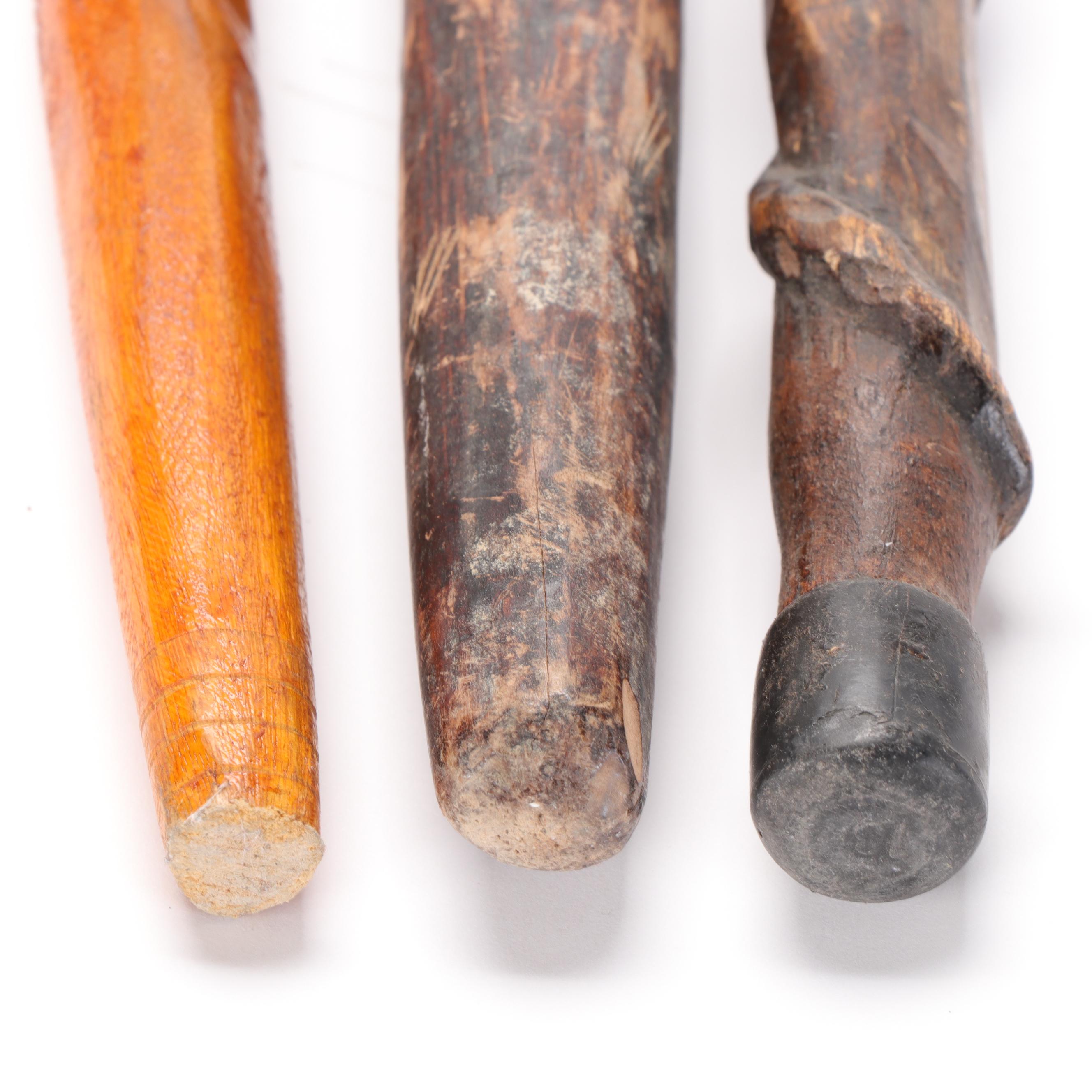 Jamaican Carved Cane and Other Carved Walking Sticks