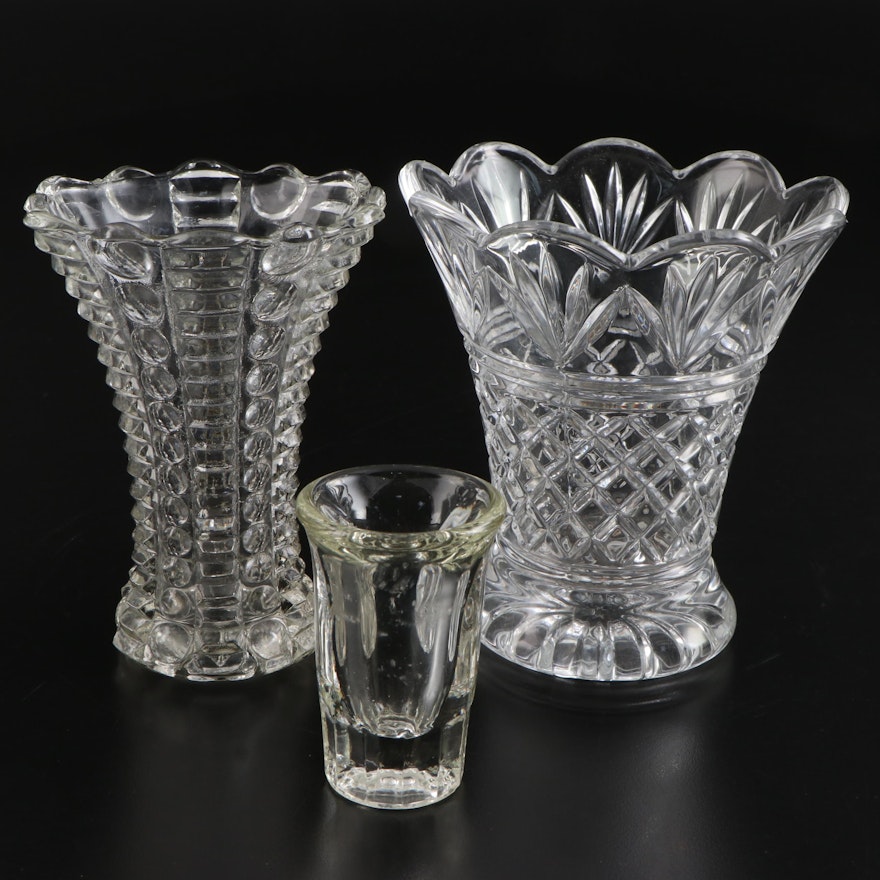 Pressed Glass Vases, Mid to Late 20th Century