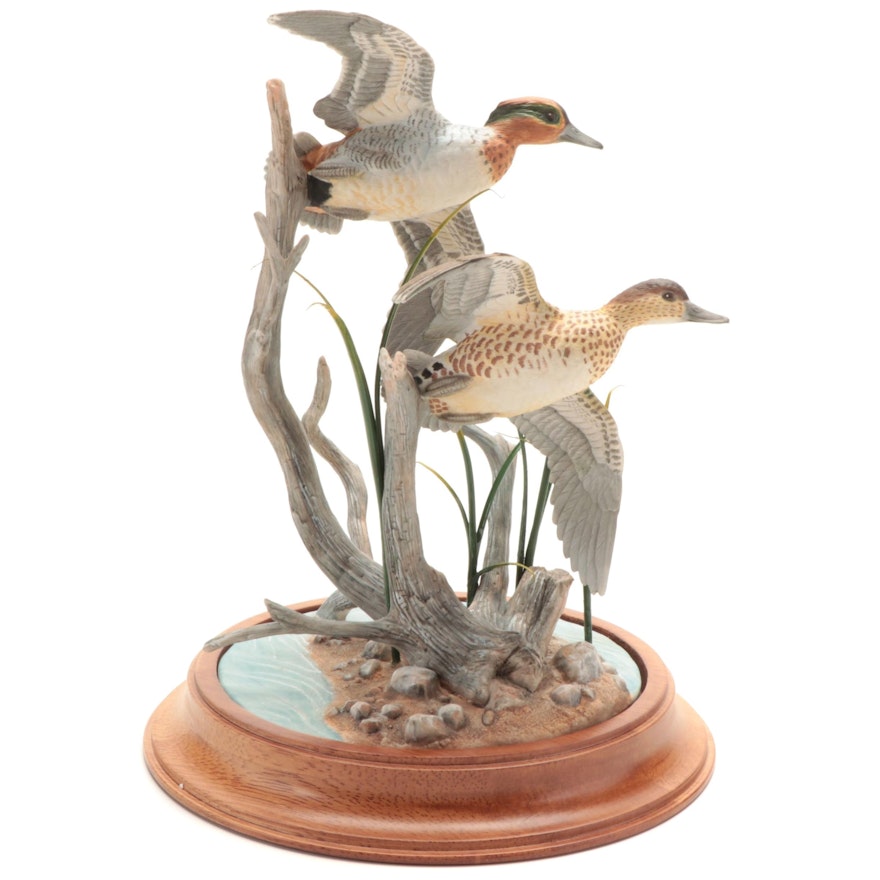 Franklin Mint "Flight of the Green-Winged Teal" Hand-Painted Porcelain Figurine