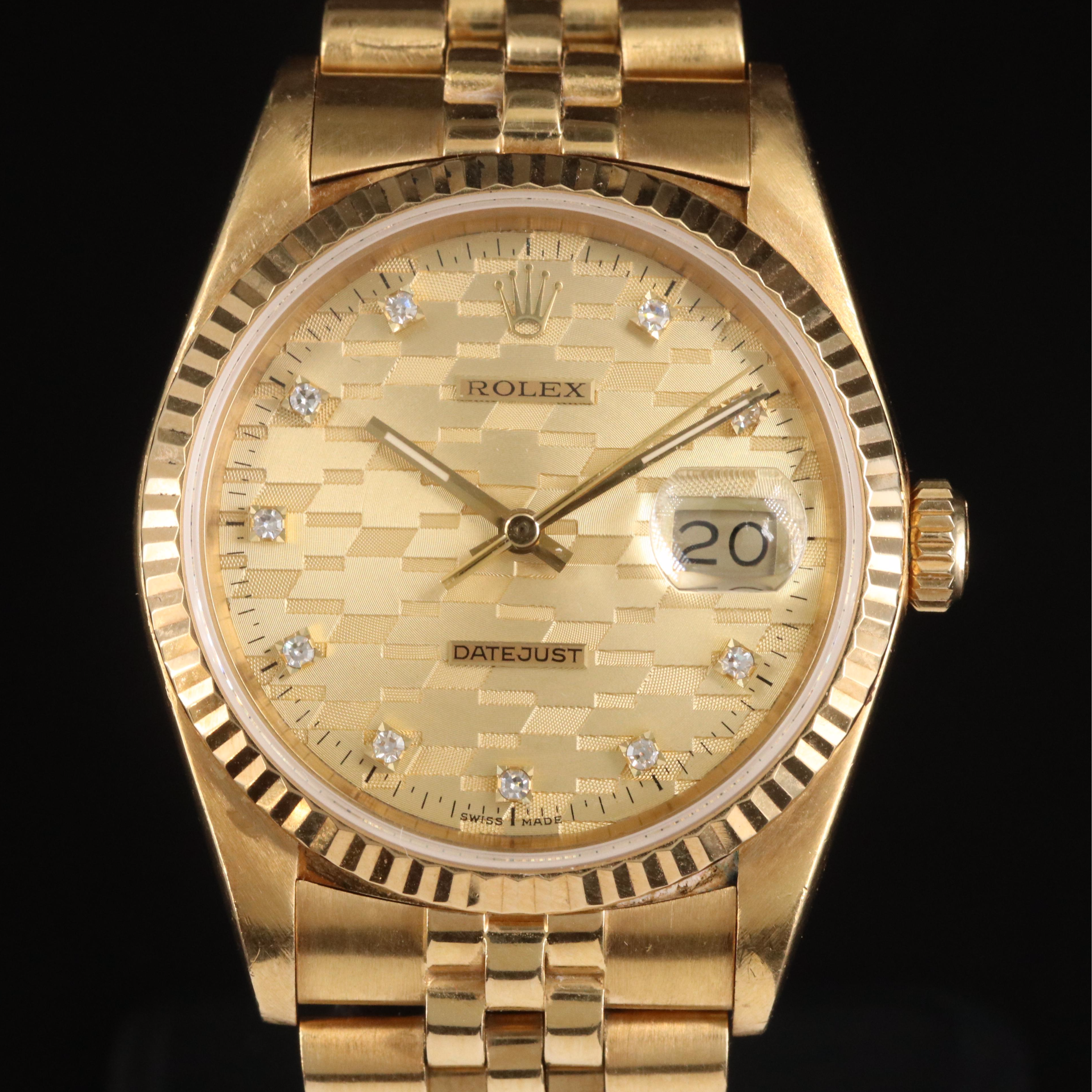 1986 18K Rolex, Chevrolet Factory Diamond Dial, Datejust Watch