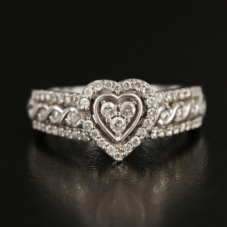 Sterling 0.51 CTW Diamond Heart Ring