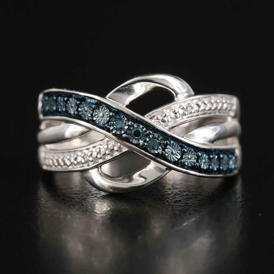 Sterling Diamond Crossover Ring