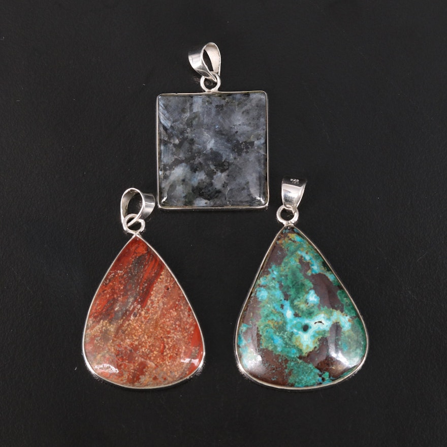 Sterling Pendant Selection with Jasper, Lavikite and Eilat Stone
