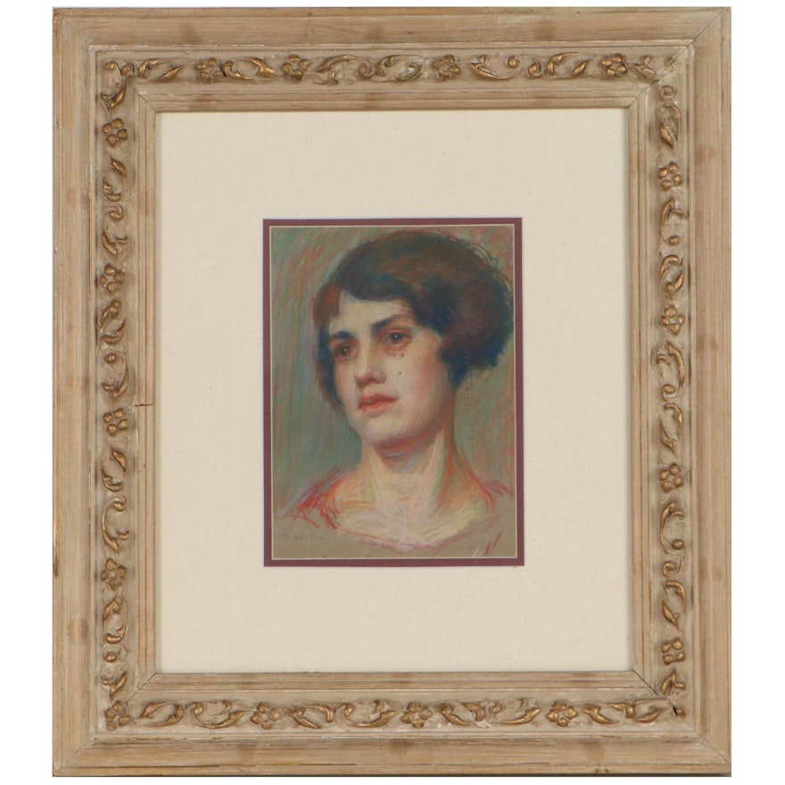 Alma Held Portrait Pastel Drawing "Aunt Joan," Late 20th Century