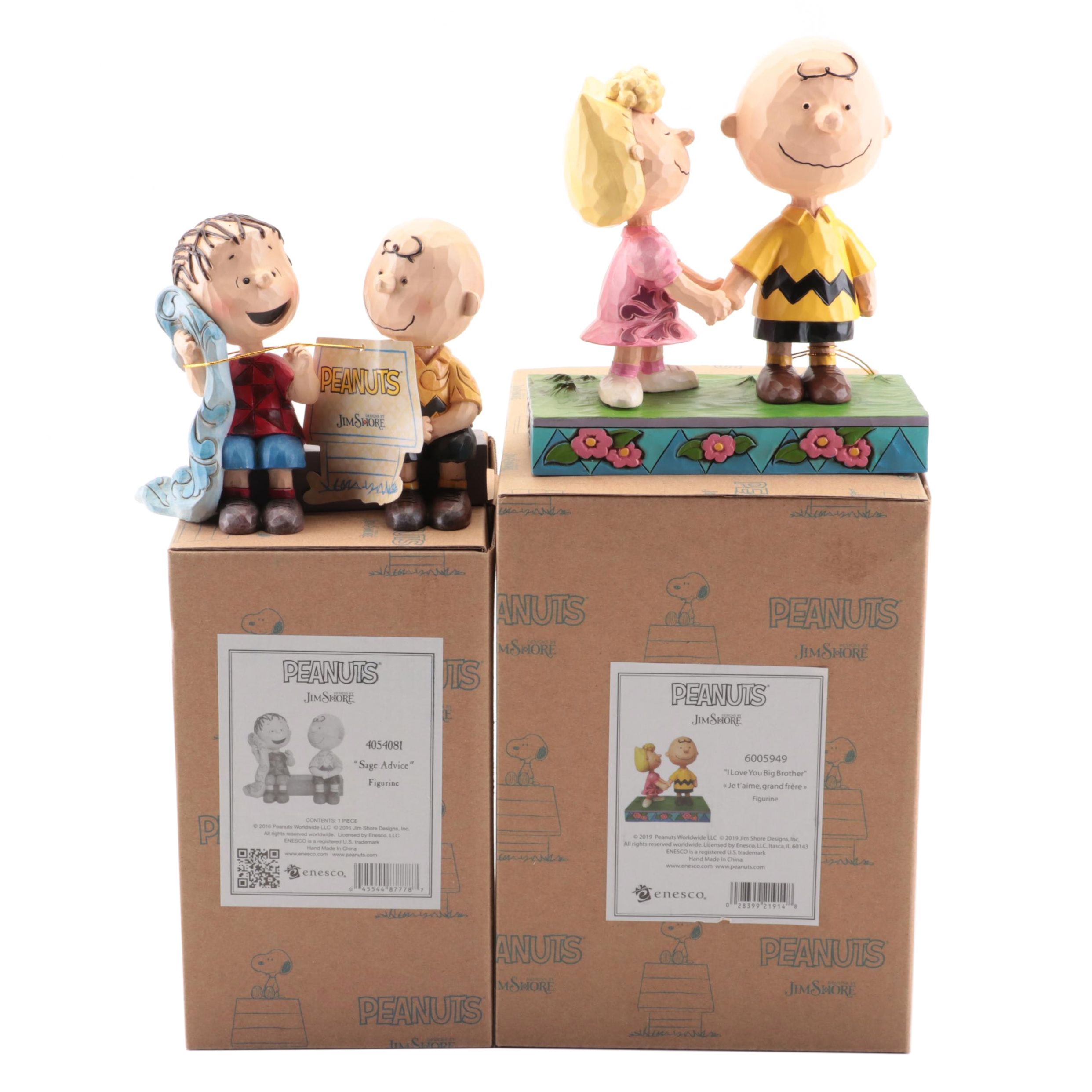 Jim Shore Peanuts "Sage Advice" and "I Love You Big Brother" Resin Figurines