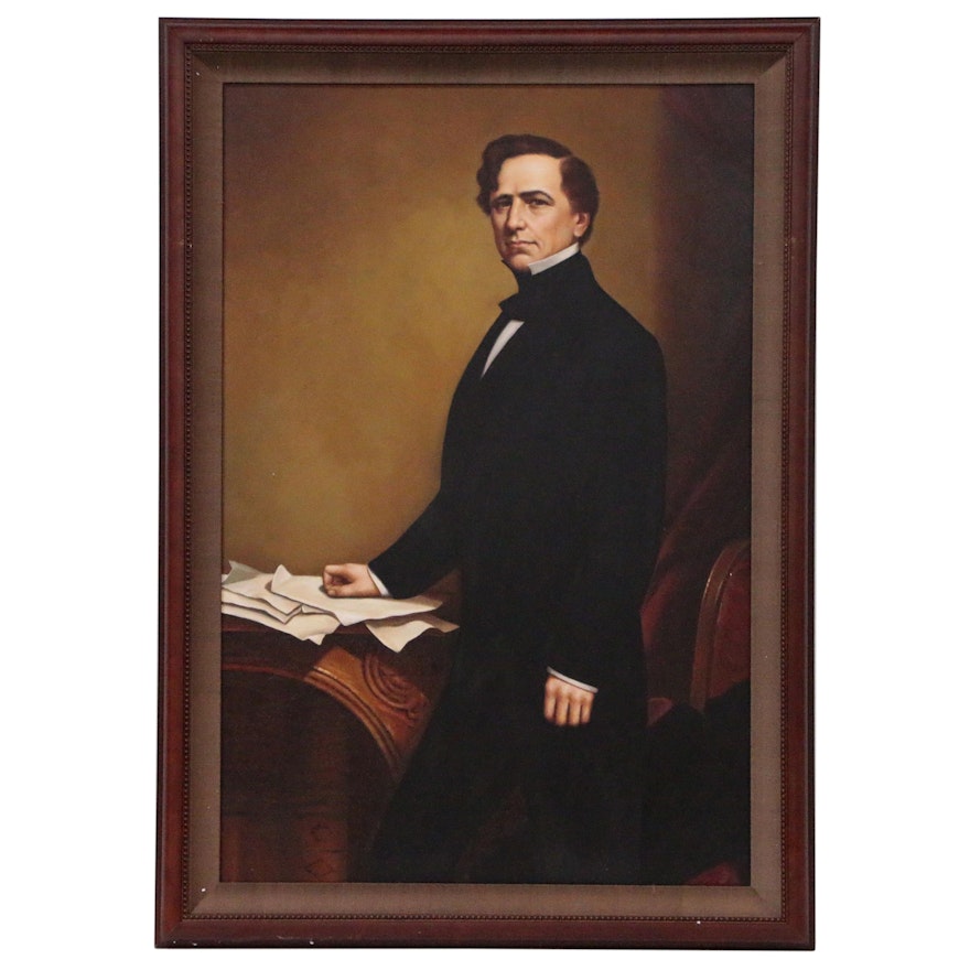 Embellished Giclée After George P. Alexander Healy "President Franklin Pierce"