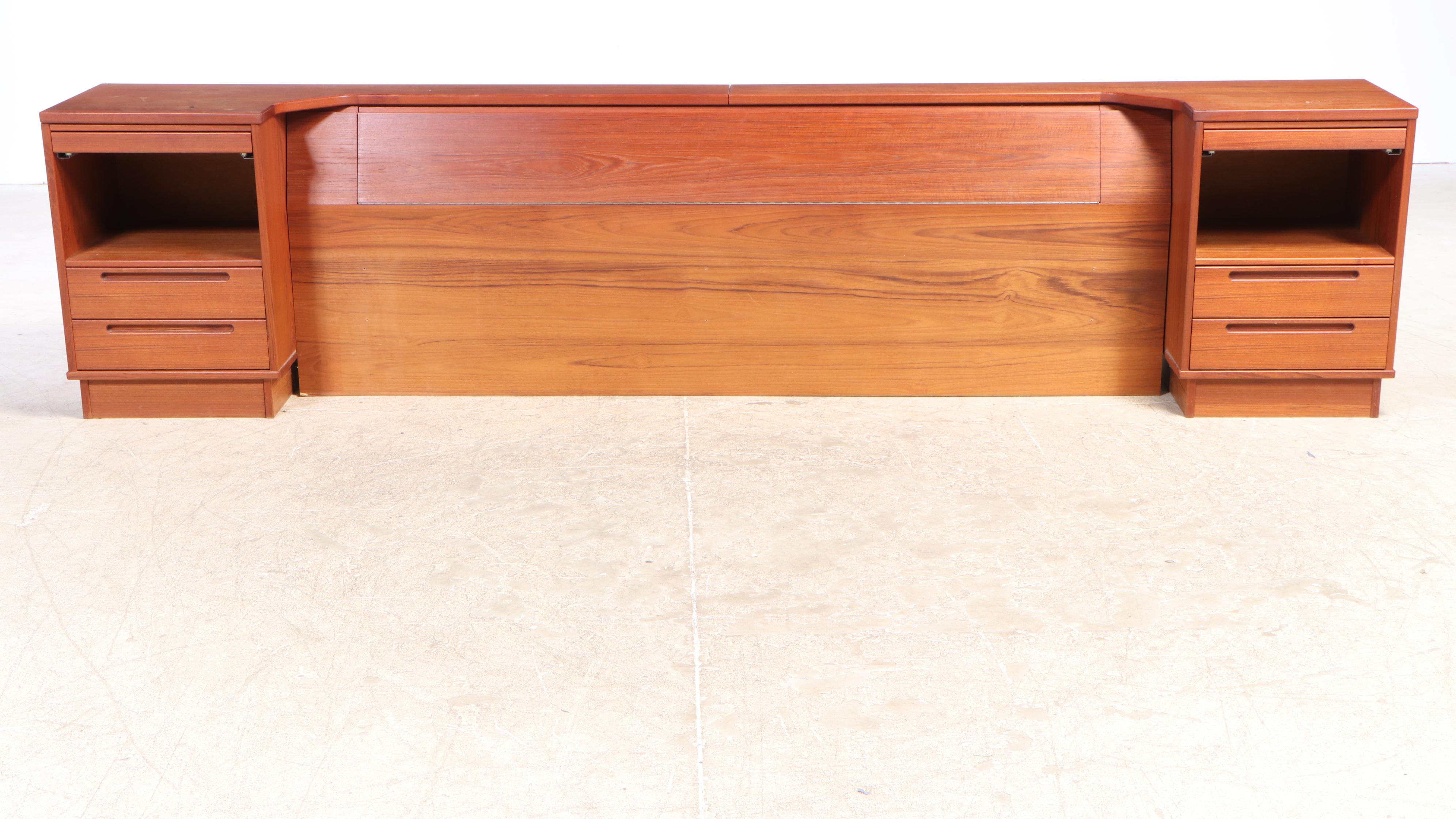 Danish Modern Teak King Bed with Nightstands