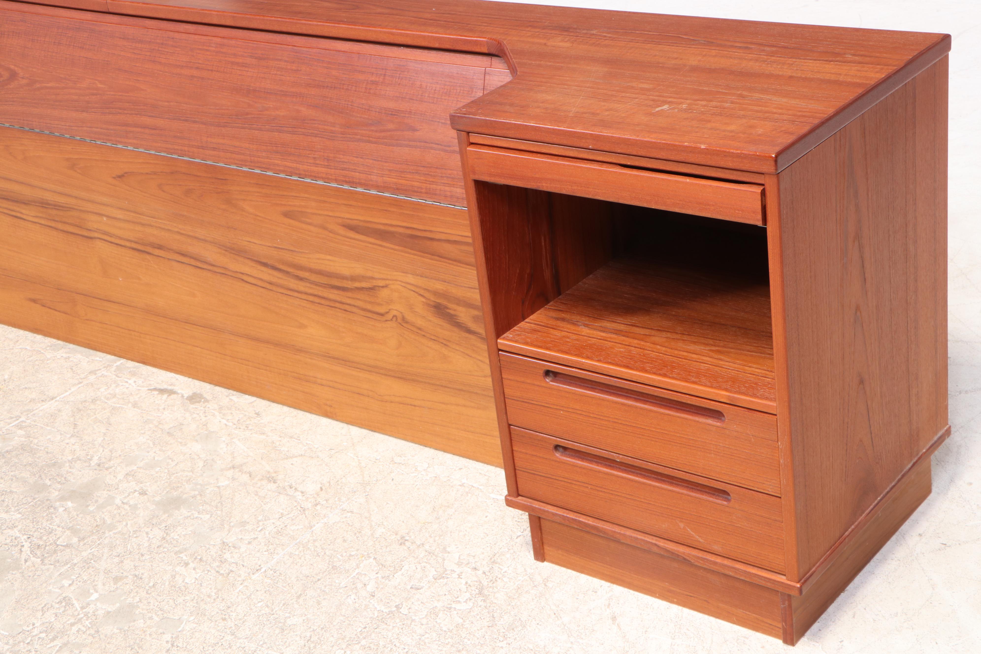 Danish Modern Teak King Bed with Nightstands