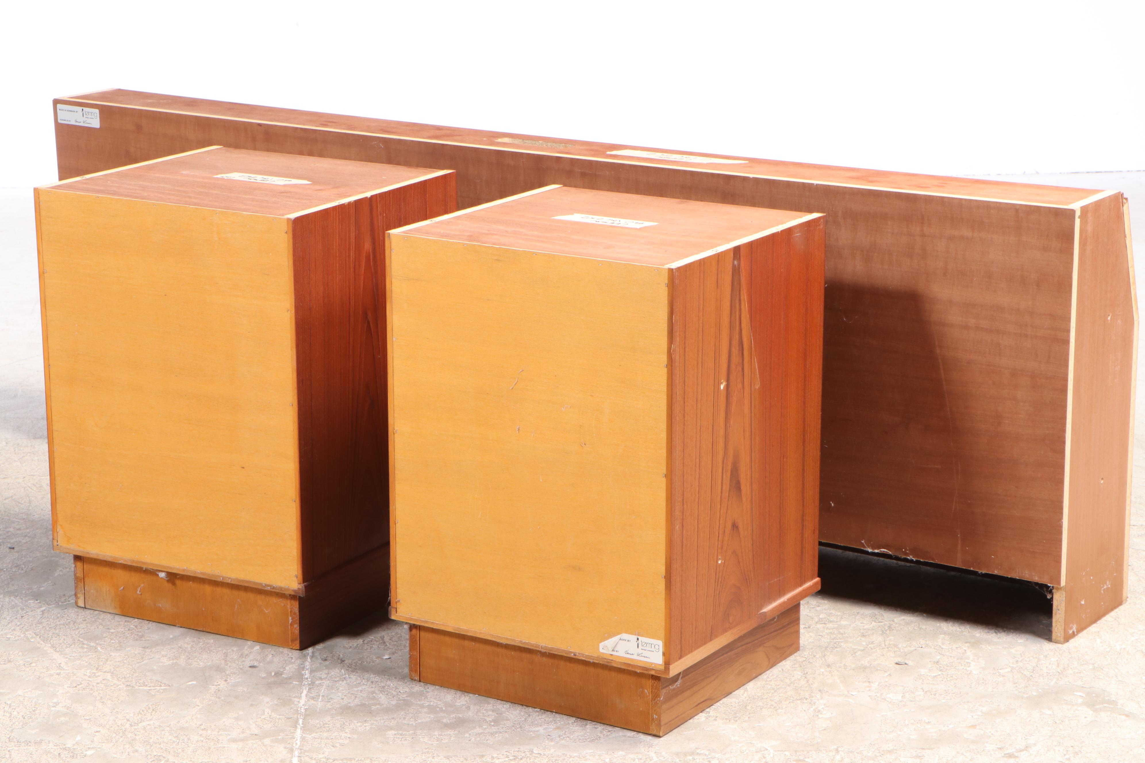 Danish Modern Teak King Bed with Nightstands