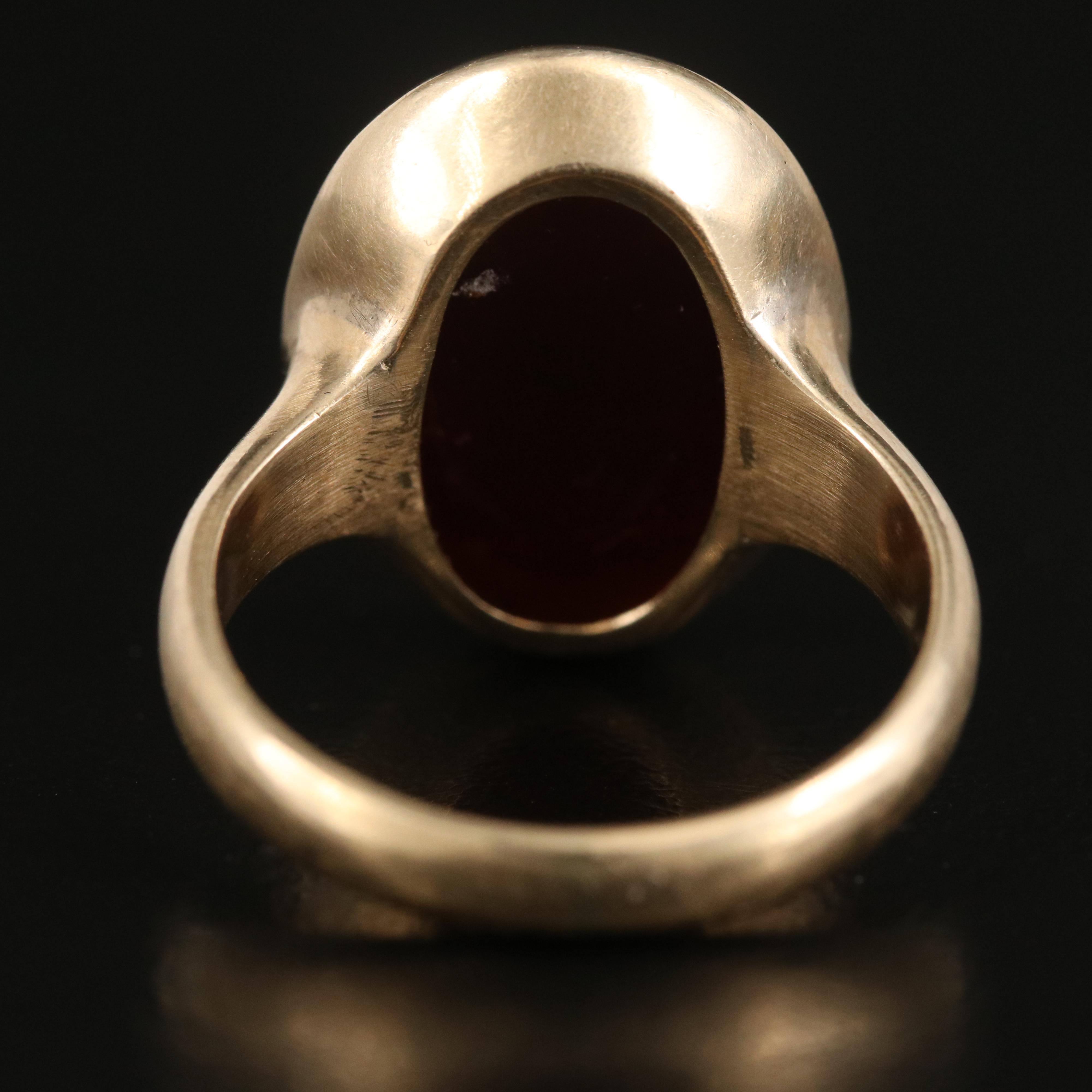 Julius Wodiska 14K Chalcedony Intaglio Signet Ring, depicting Menelaus