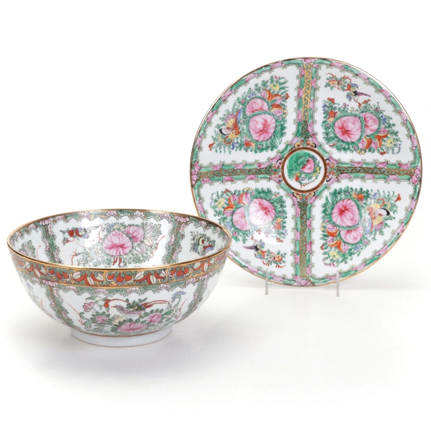 Japanese Hand-painted Rose Medallion Porcelain Decorative Bowls