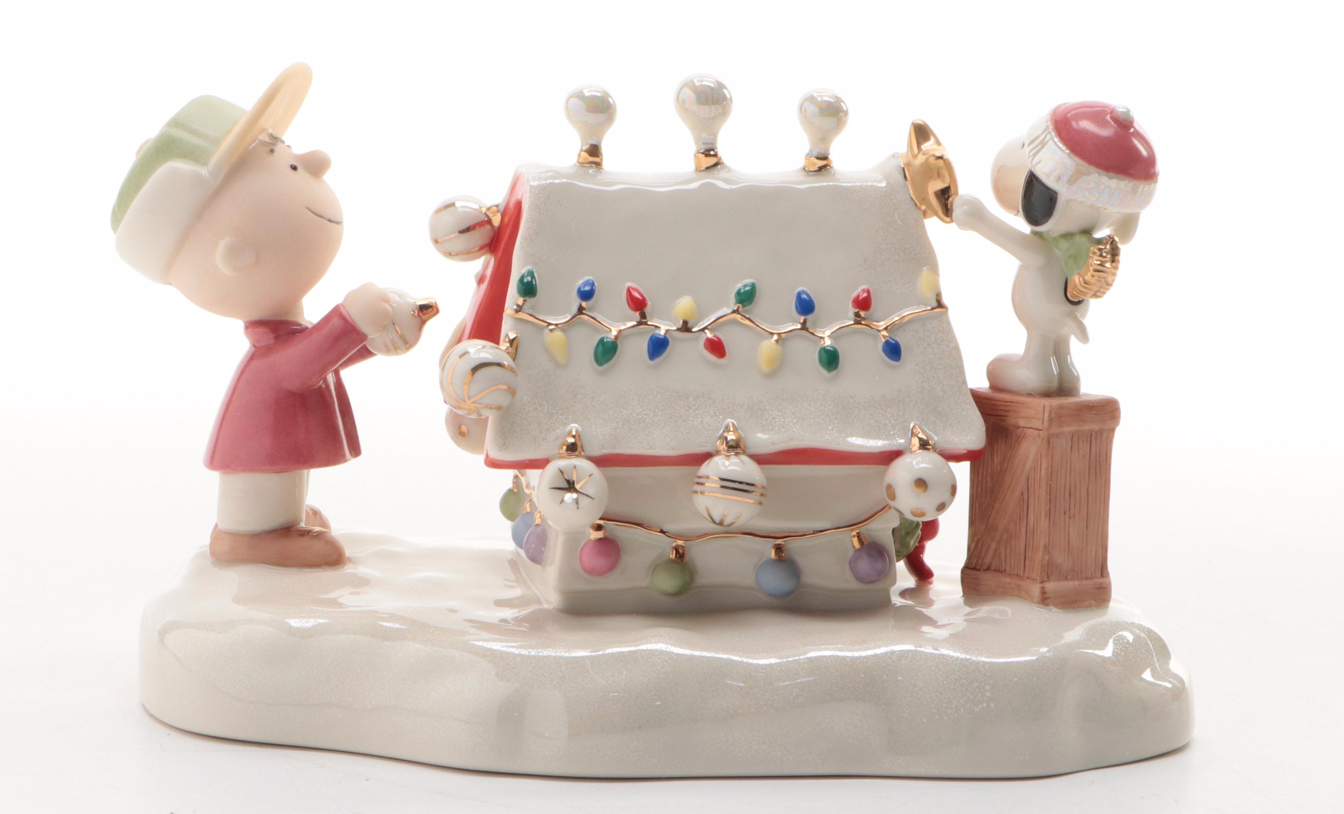 Lenox Peanuts "Snoopy's Christmas Celebration" Music Box with Figurine