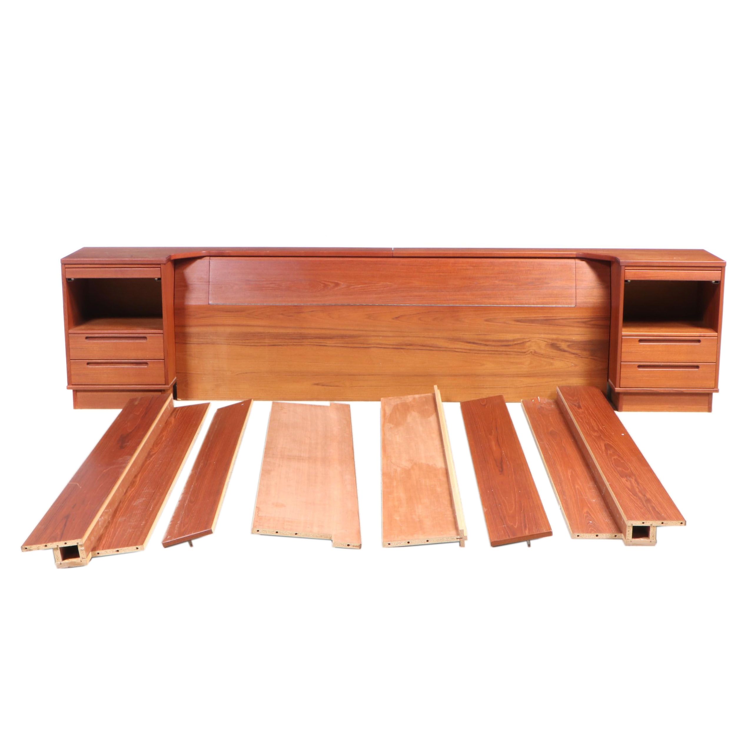 Danish Modern Teak King Bed with Nightstands