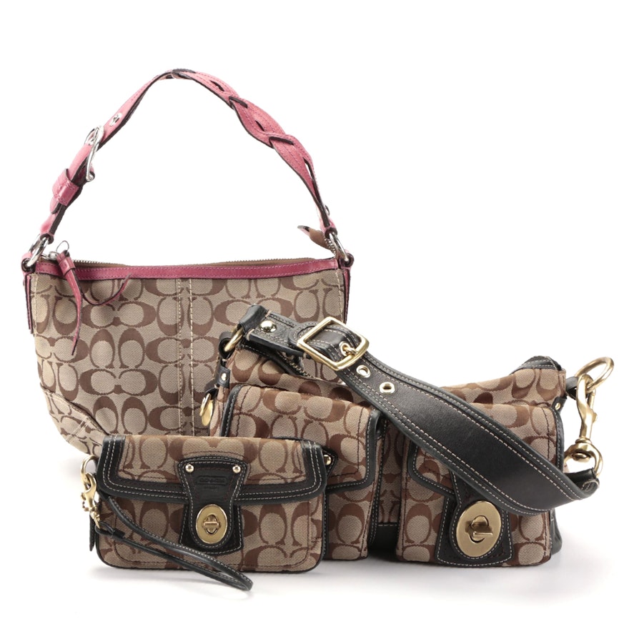 Coach Shoulder Bags and Wallet in Signature Canvas and Leather Trim