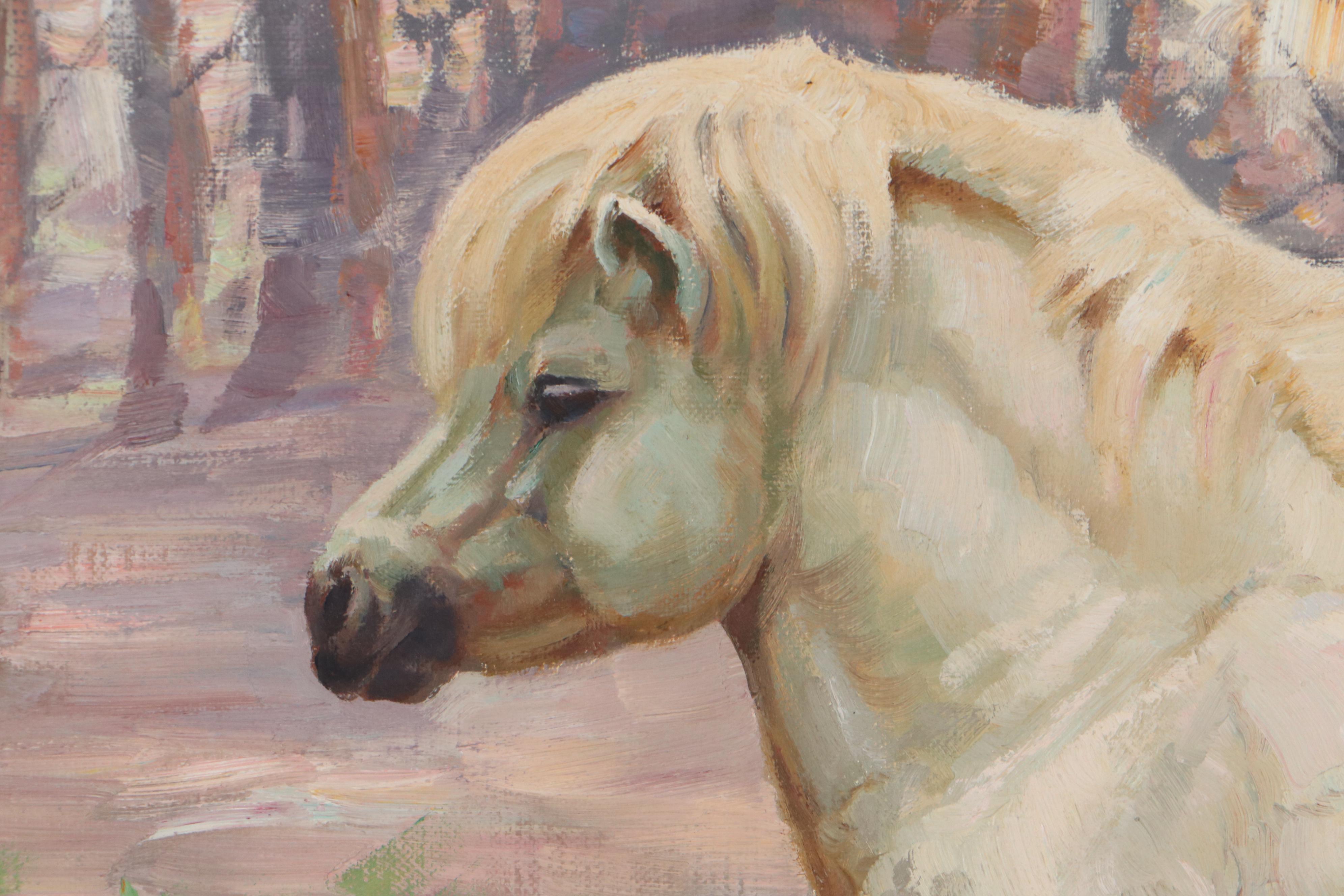 Michael Mathias Kiefer Oil Painting of Shetland Pony, Circa 1970