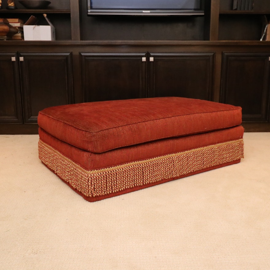 Fringed Rectangular Ottoman, Late 20th Century