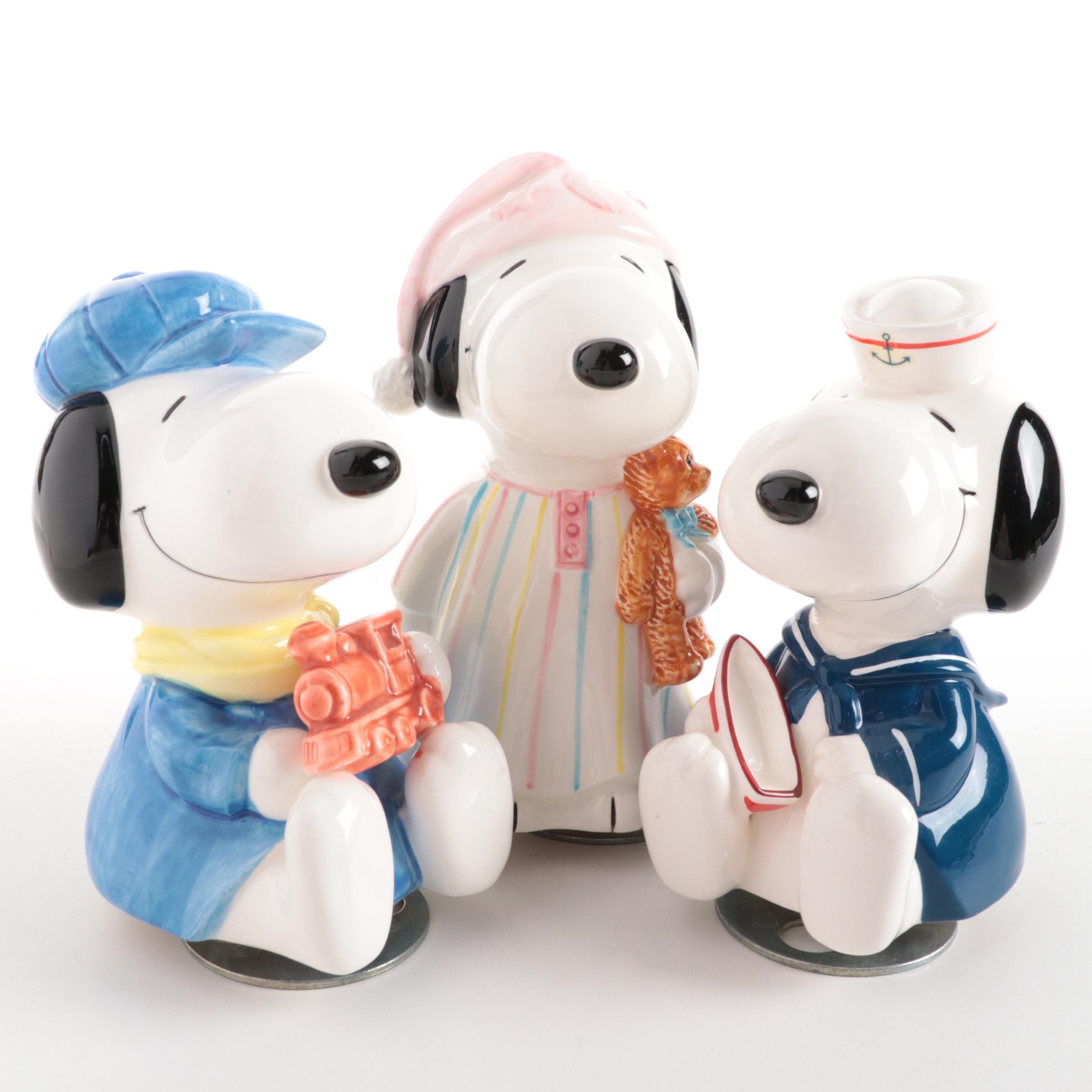 Schmid Ceramic Peanuts Snoopy Music Boxes