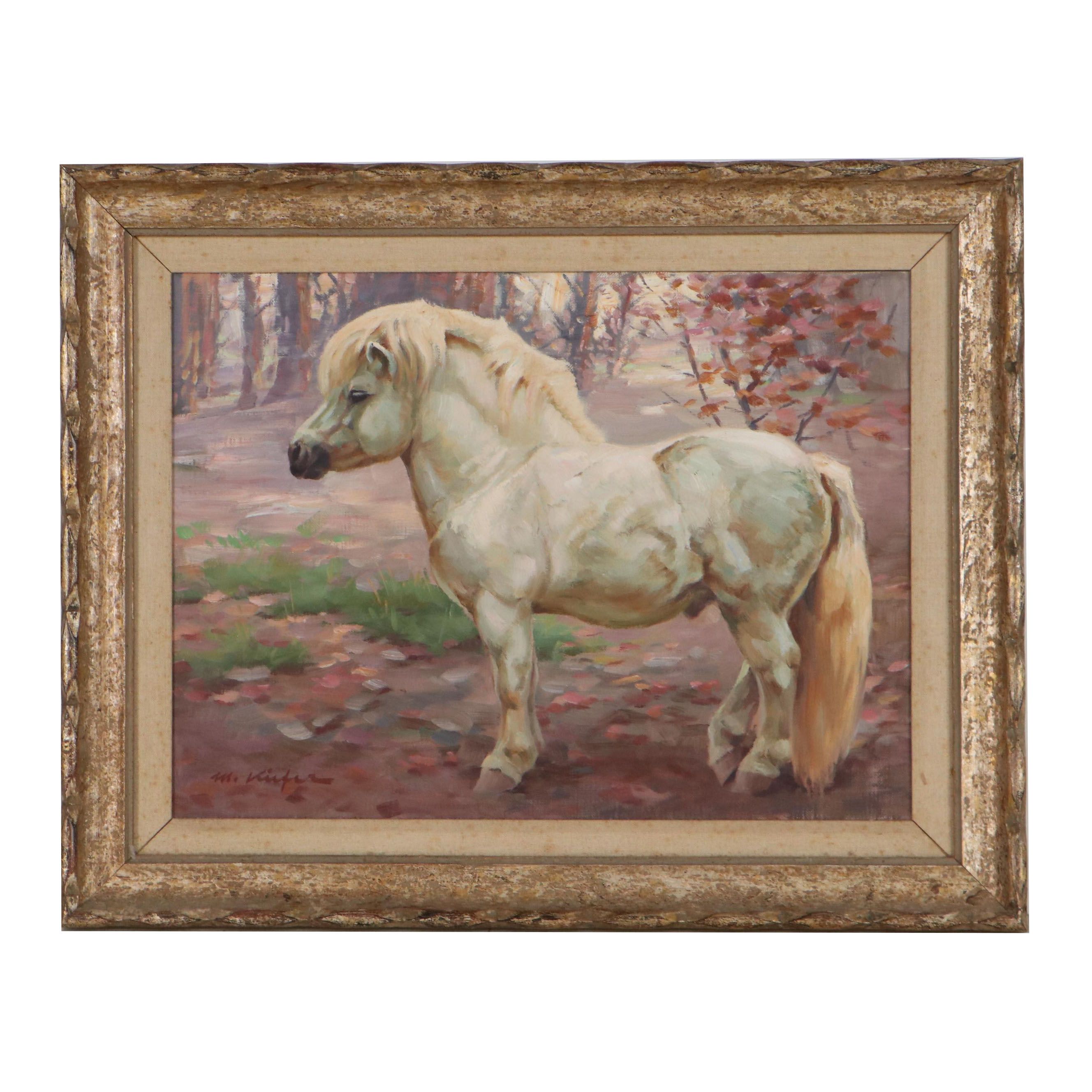 Michael Mathias Kiefer Oil Painting of Shetland Pony, Circa 1970
