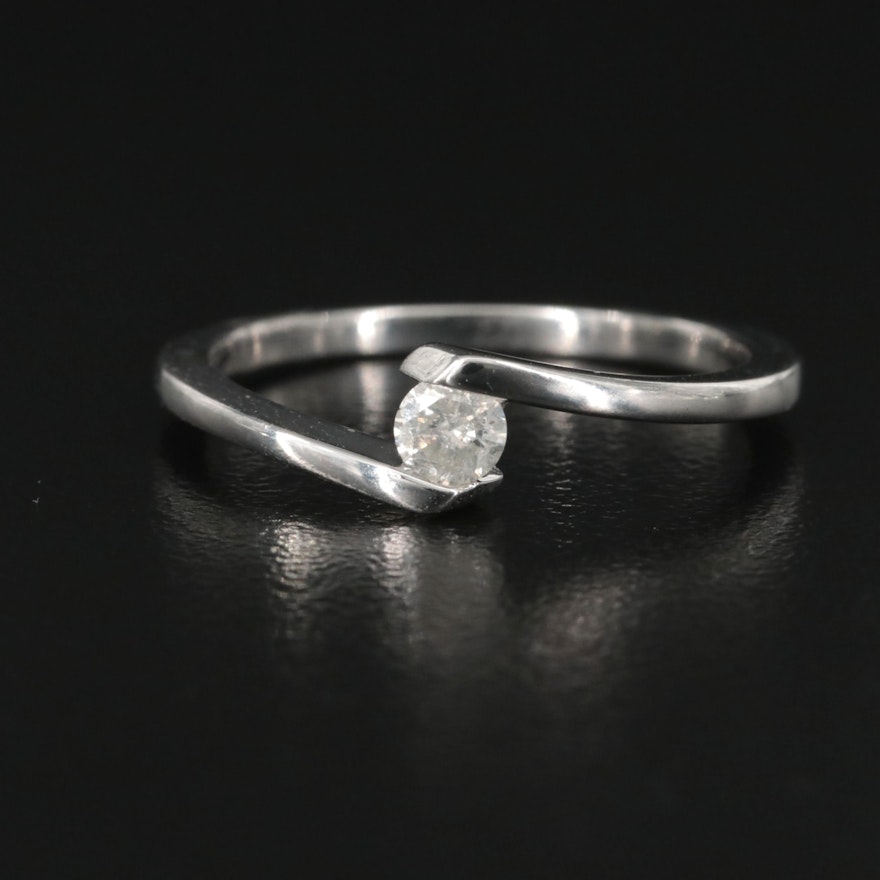 Sterling Diamond Solitaire Bypass Ring