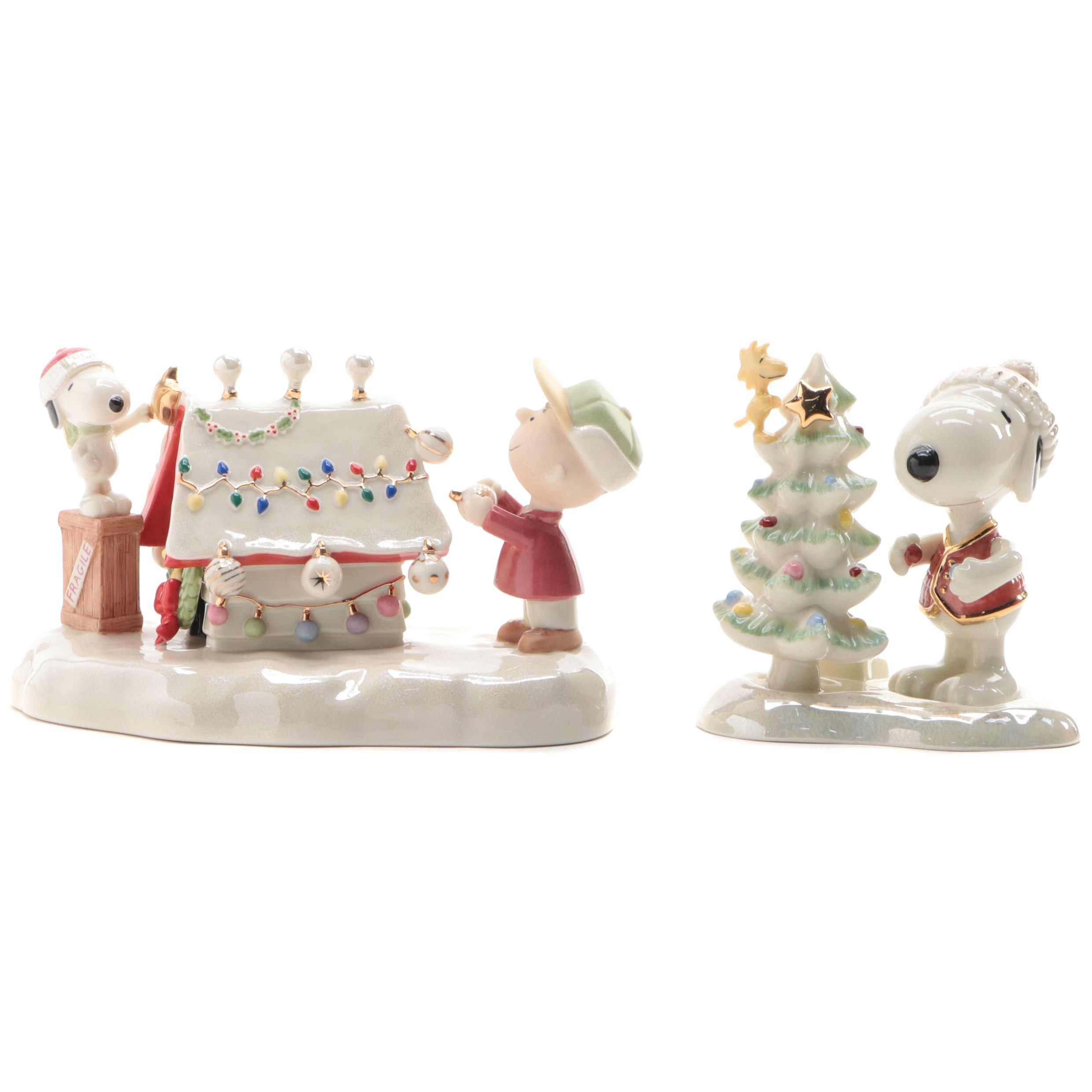 Lenox Peanuts "Snoopy's Christmas Celebration" Music Box with Figurine