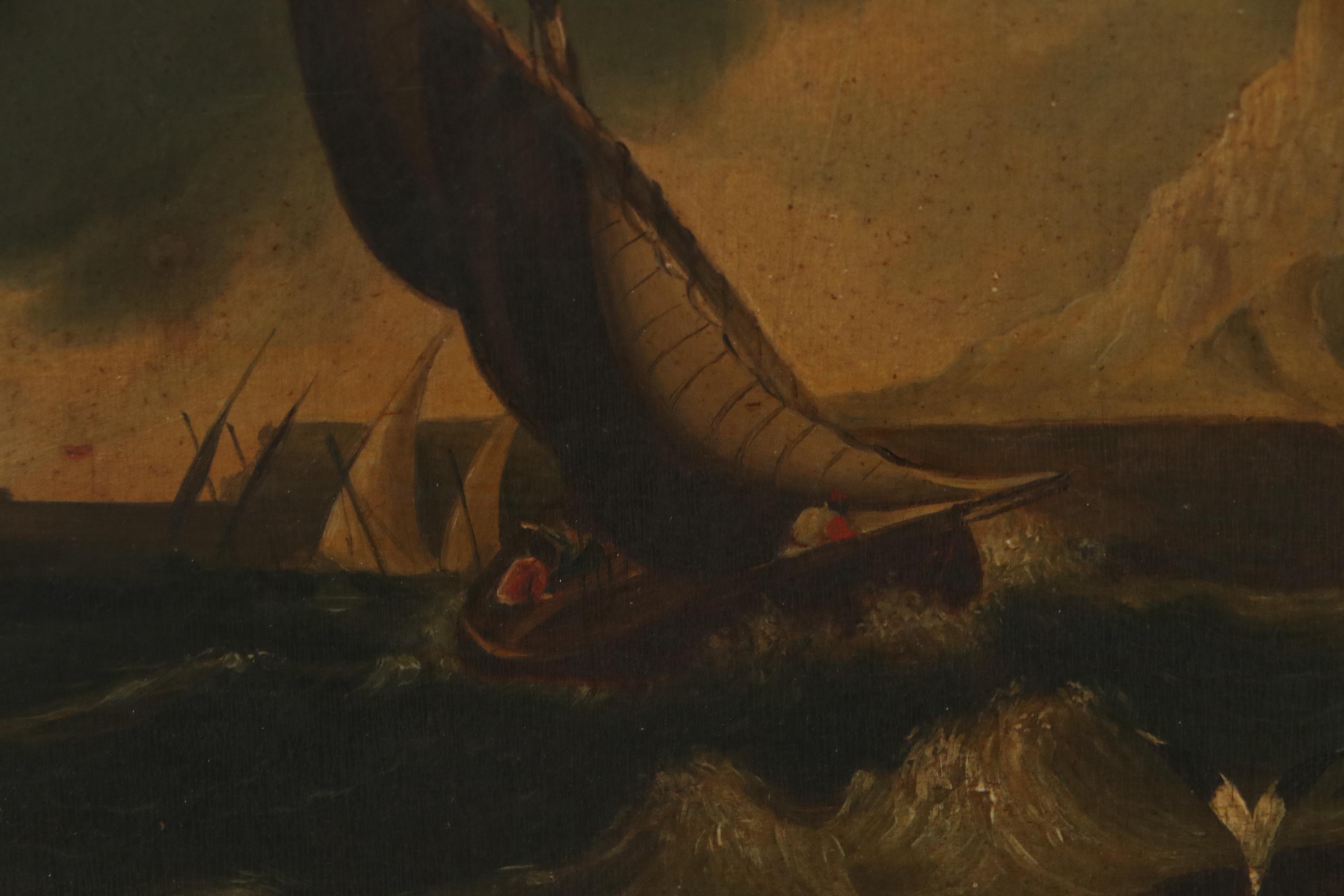 Maritime Oil Painting of Sailing Ship, 19th Century