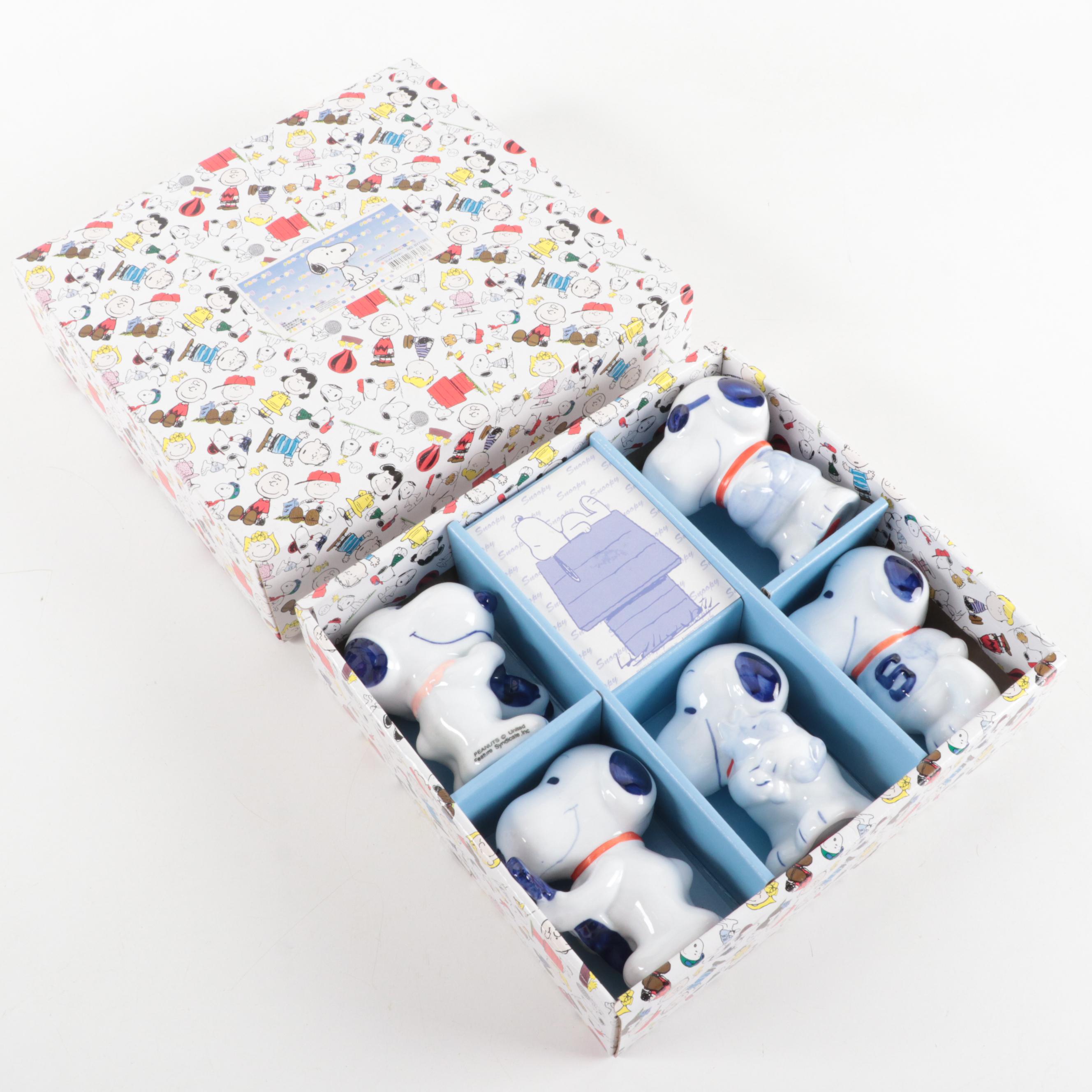 Sun Hing Peanuts Snoopy Ceramic Figurines with Seto Ceramic Peanuts Stoppers