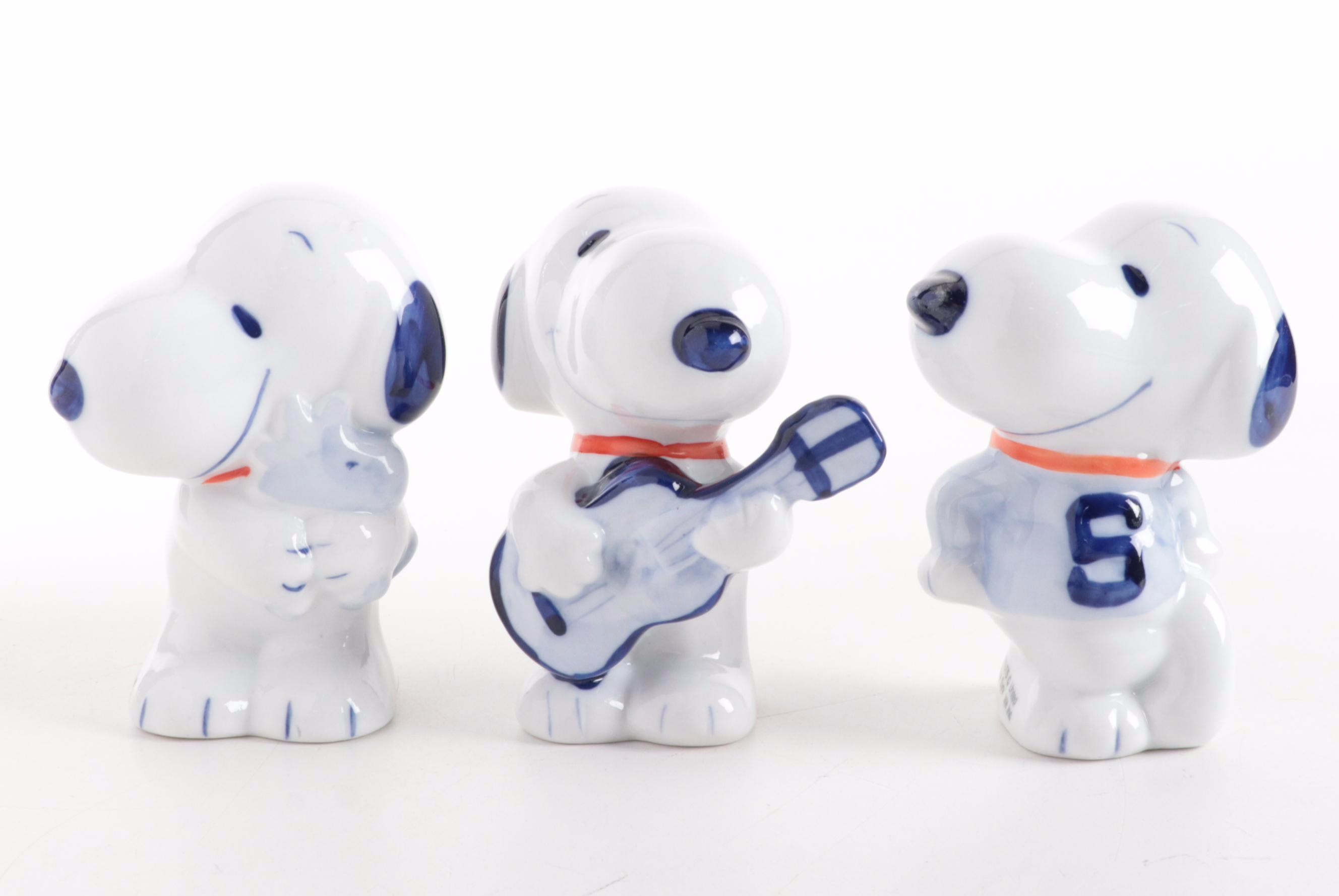 Sun Hing Peanuts Snoopy Ceramic Figurines with Seto Ceramic Peanuts Stoppers