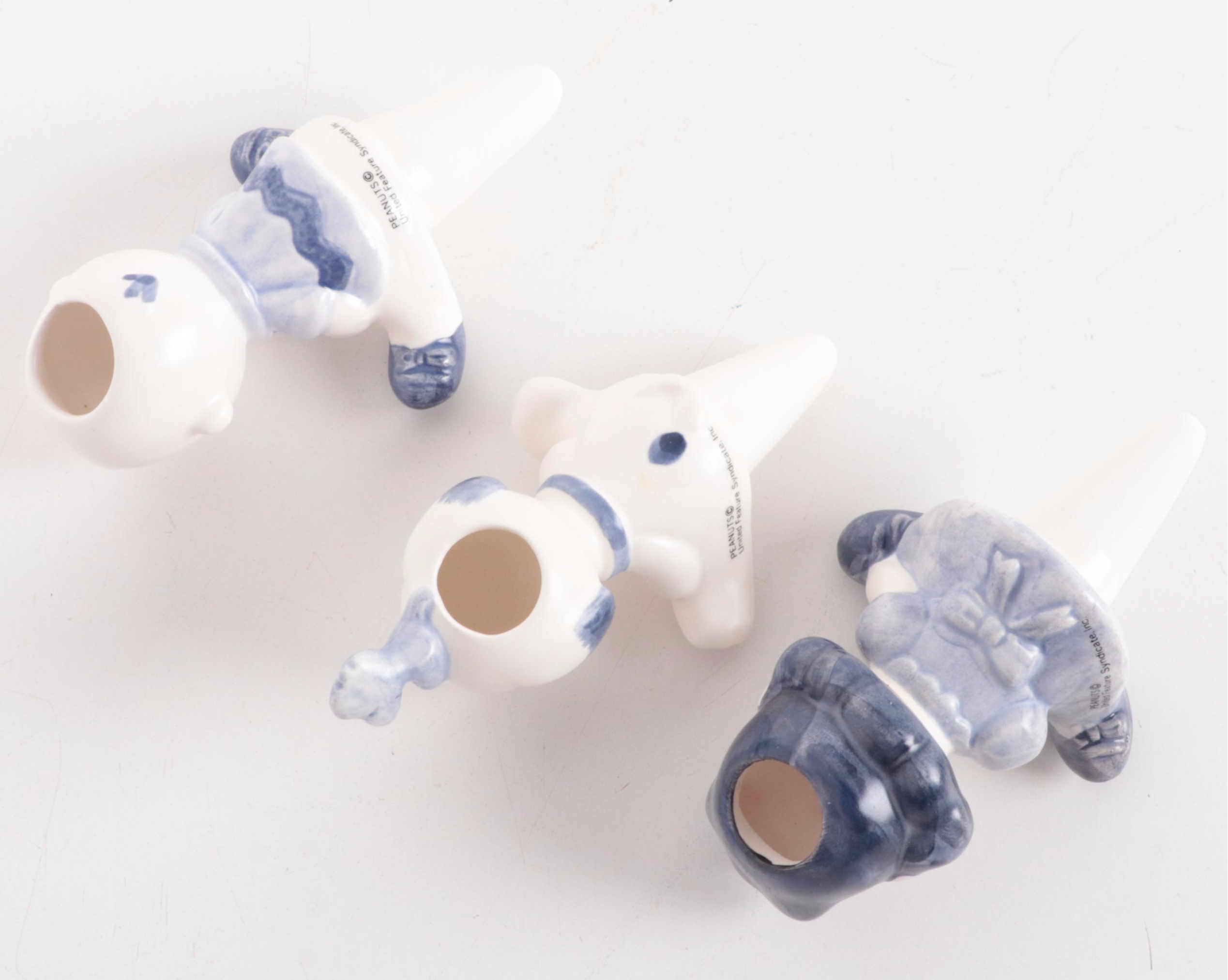 Sun Hing Peanuts Snoopy Ceramic Figurines with Seto Ceramic Peanuts Stoppers