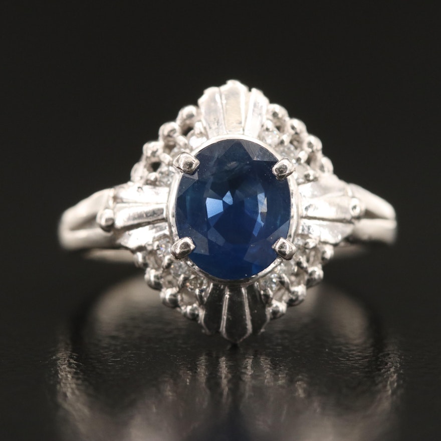 Platinum Sapphire and Diamond Ring