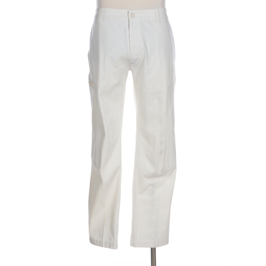 Louis Vuitton Stretch White Cotton Motorcycle Pants