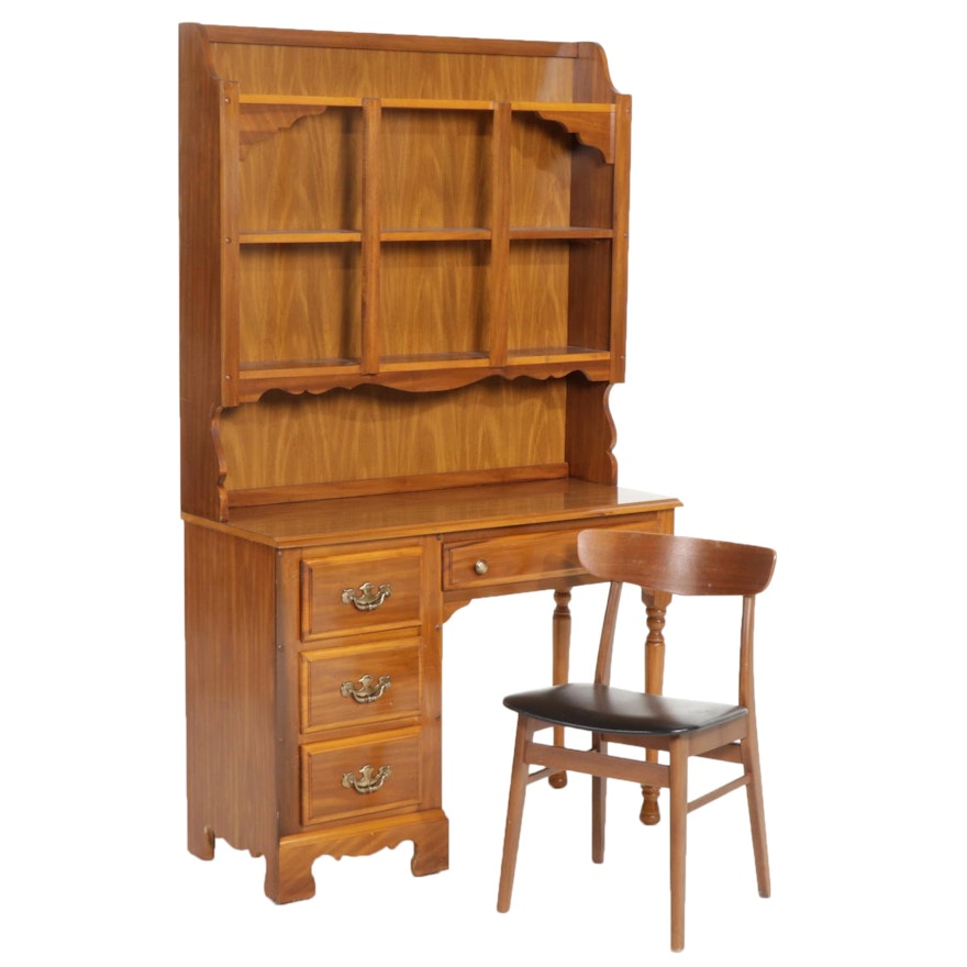 Colonial Style Maple Desk with Hutch, Late 20th Century
