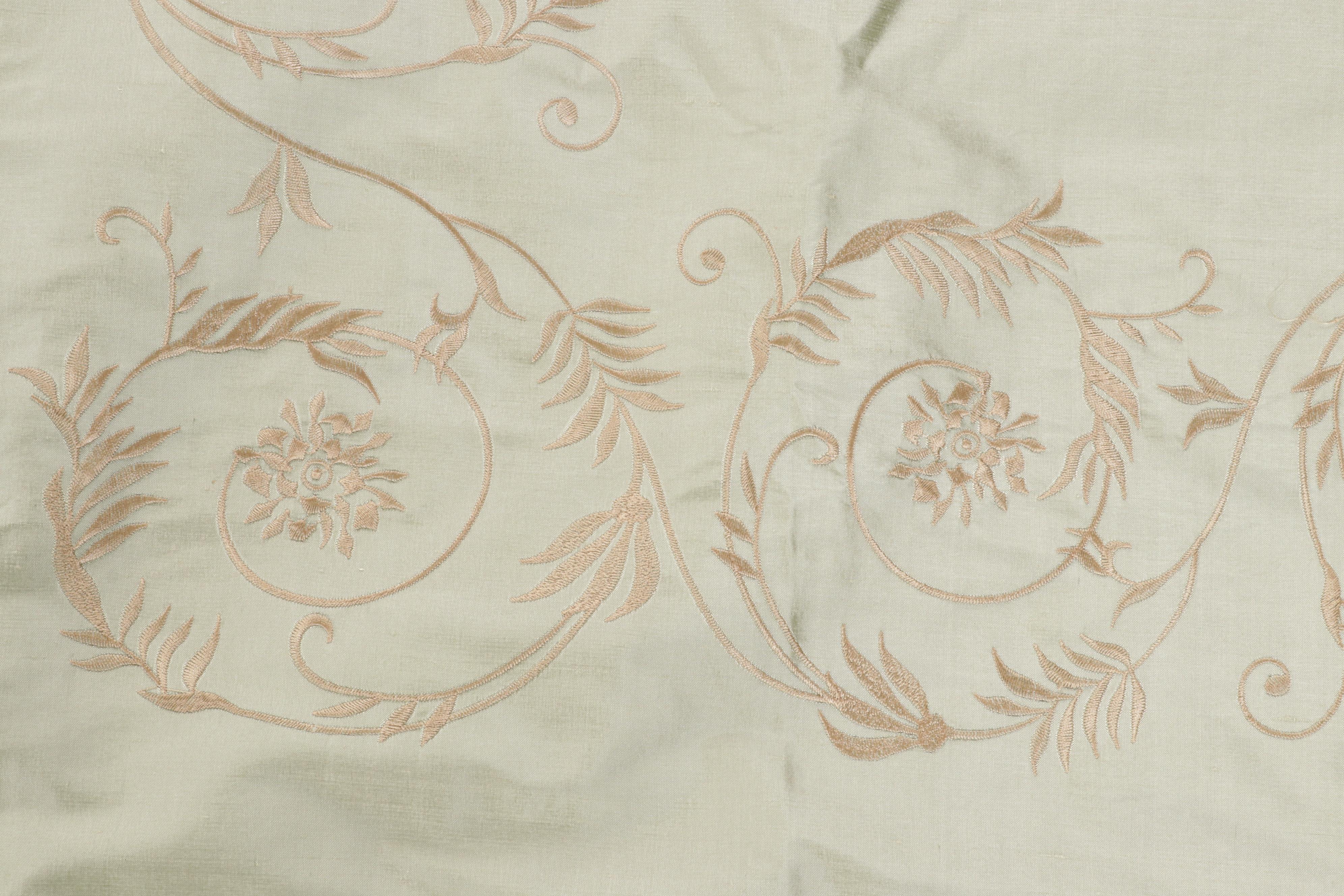 Embroidered Silk Curtain Panels with Rod Pockets