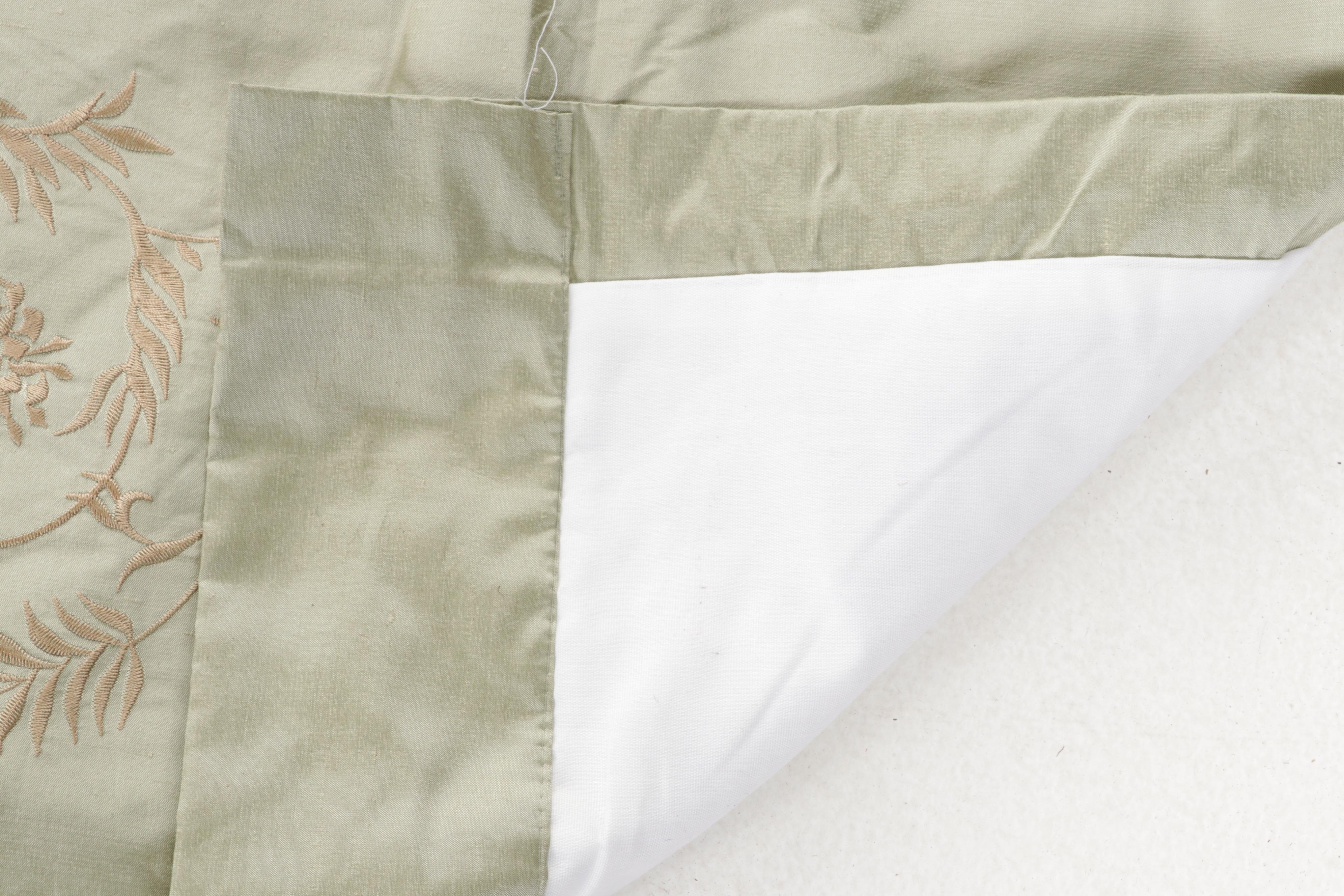 Embroidered Silk Curtain Panels with Rod Pockets
