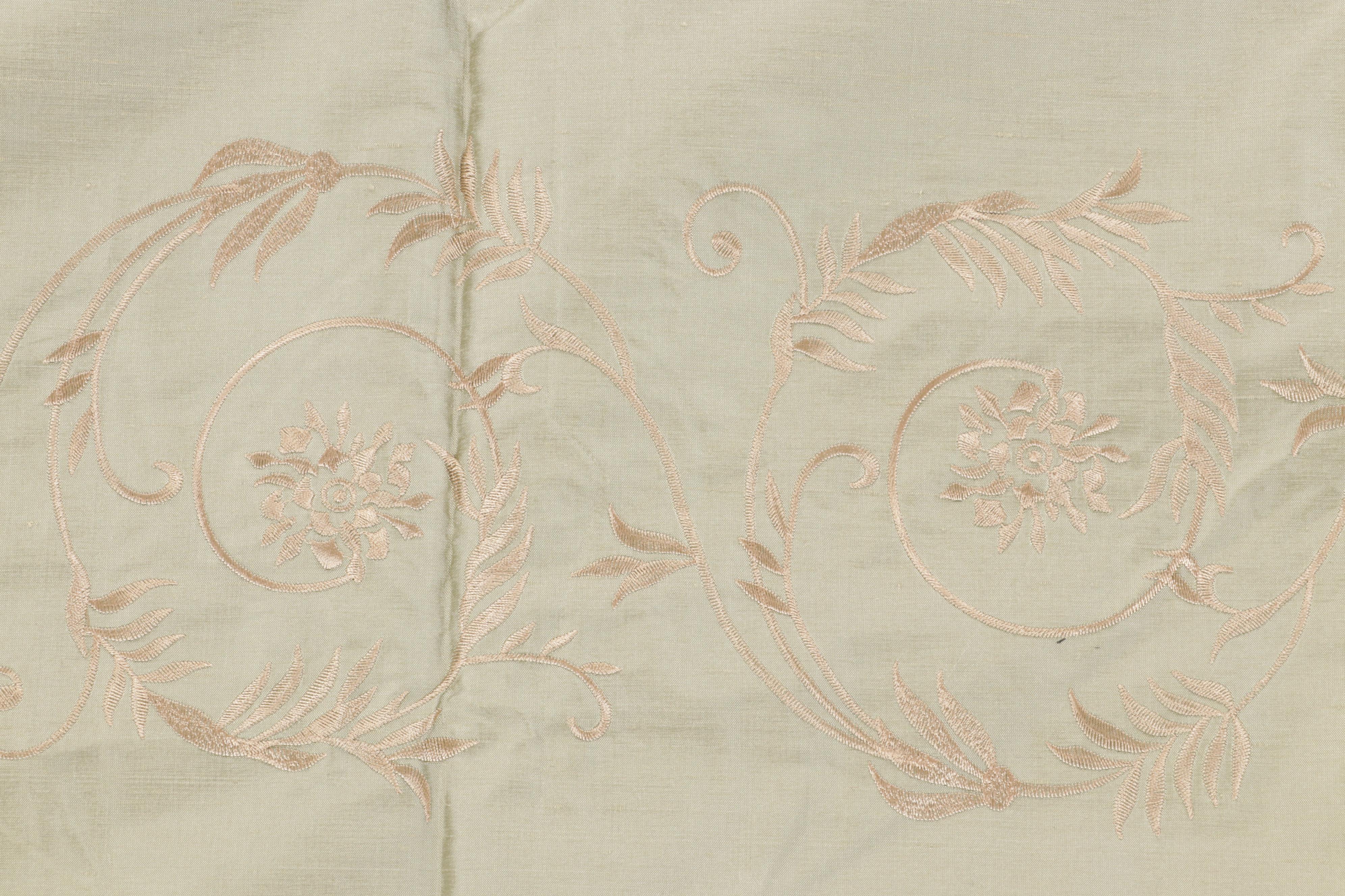 Embroidered Silk Curtain Panels with Rod Pockets