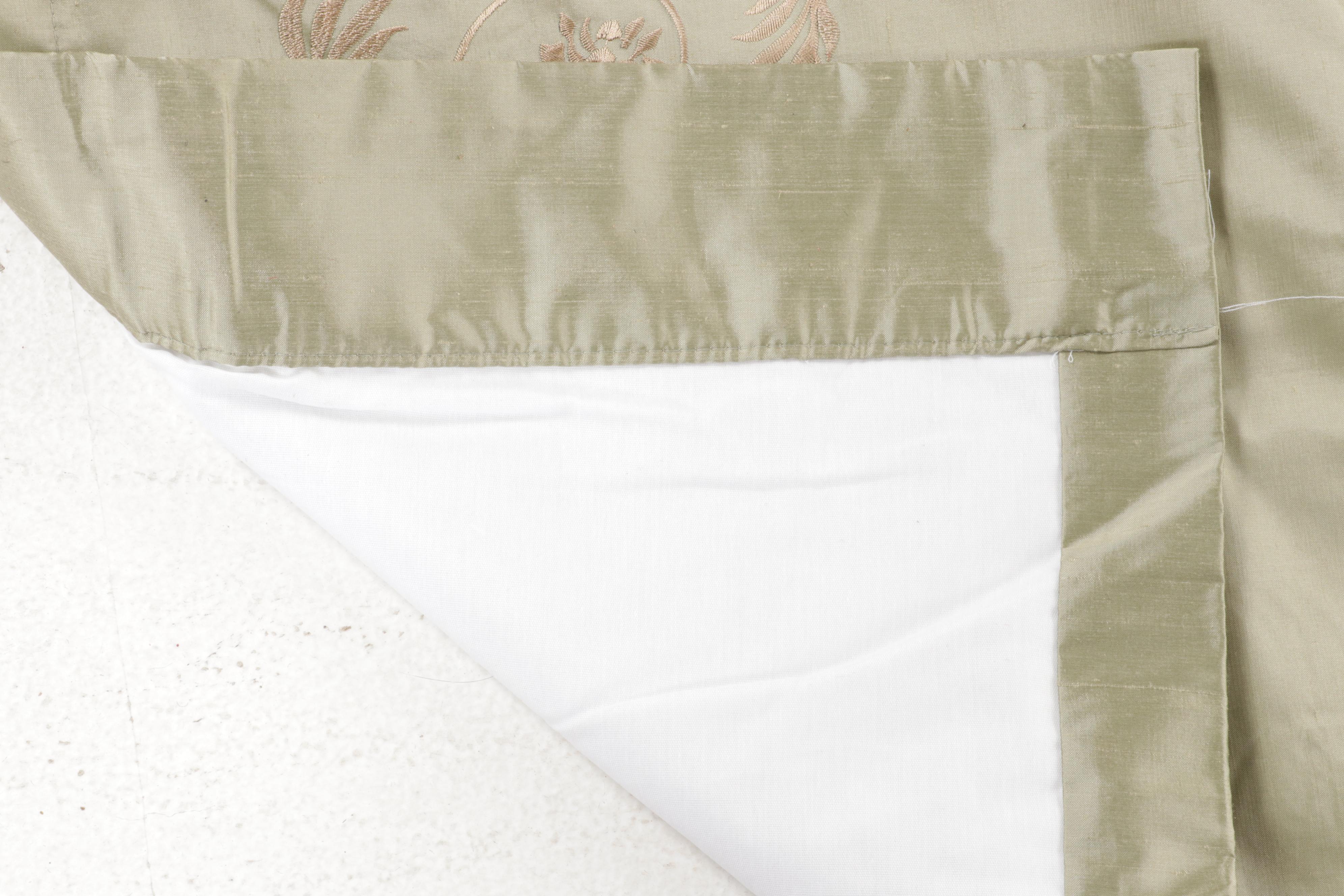 Embroidered Silk Curtain Panels with Rod Pockets