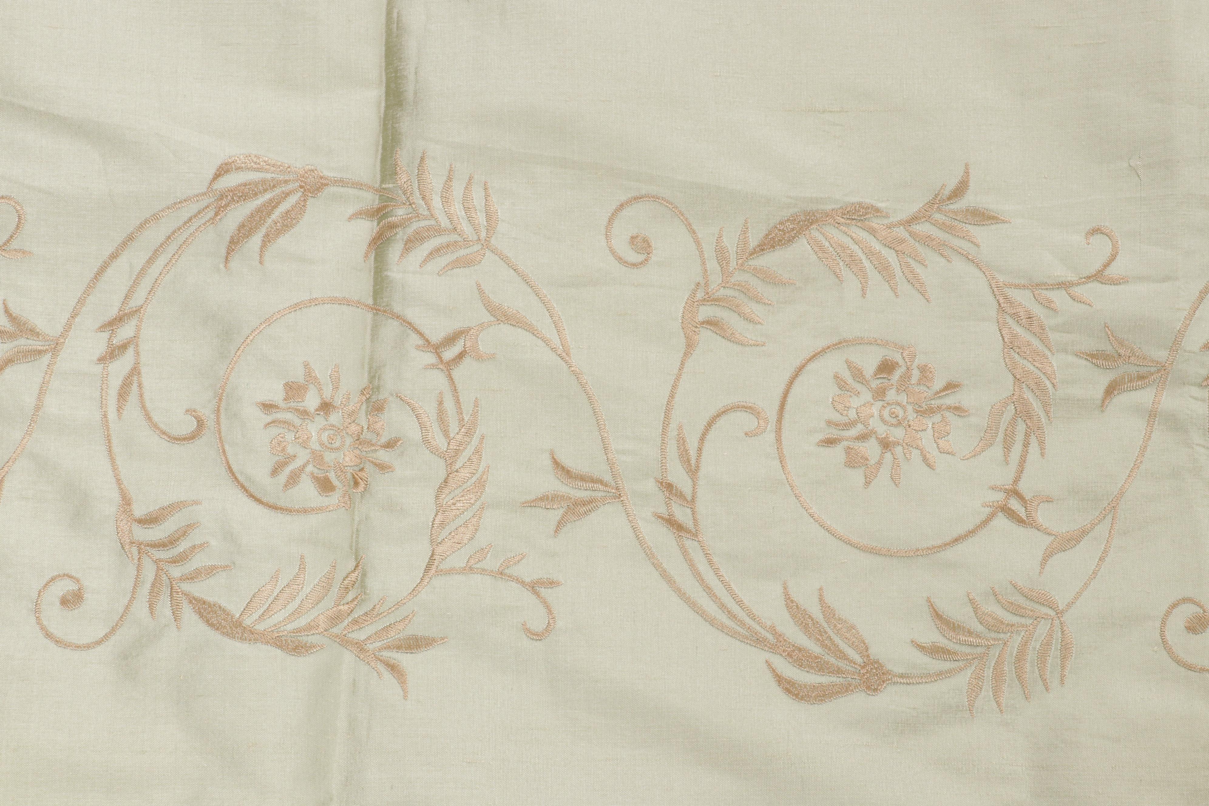 Embroidered Silk Curtain Panels with Rod Pockets