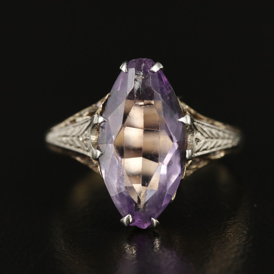 Vintage 14K Amethyst Solitaire Ring