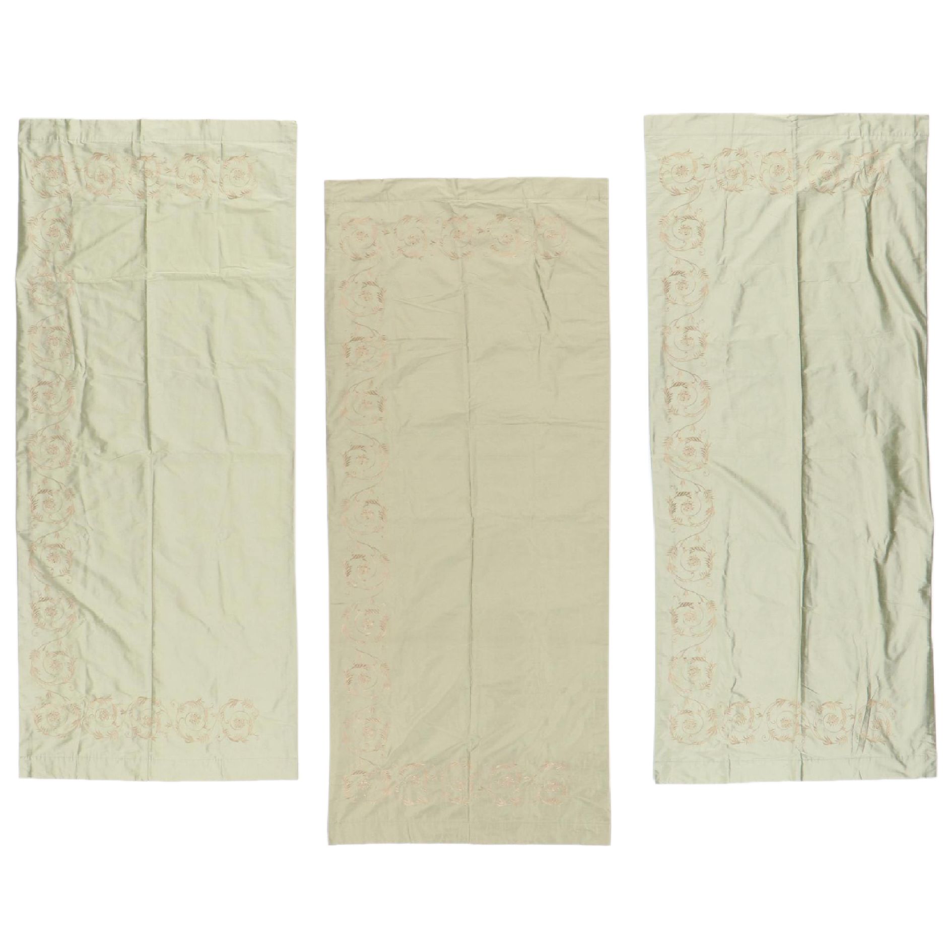 Embroidered Silk Curtain Panels with Rod Pockets