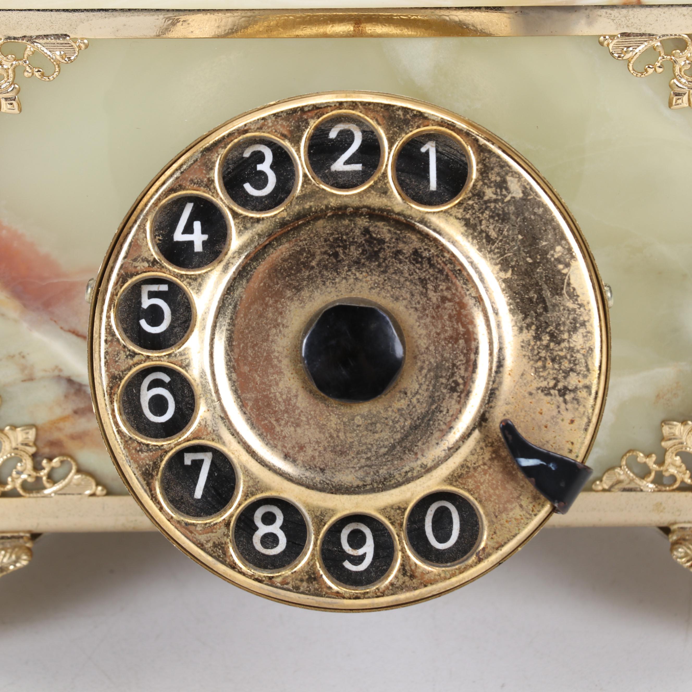 Hollywood Regency Style Marble Rotary Dial Telephone
