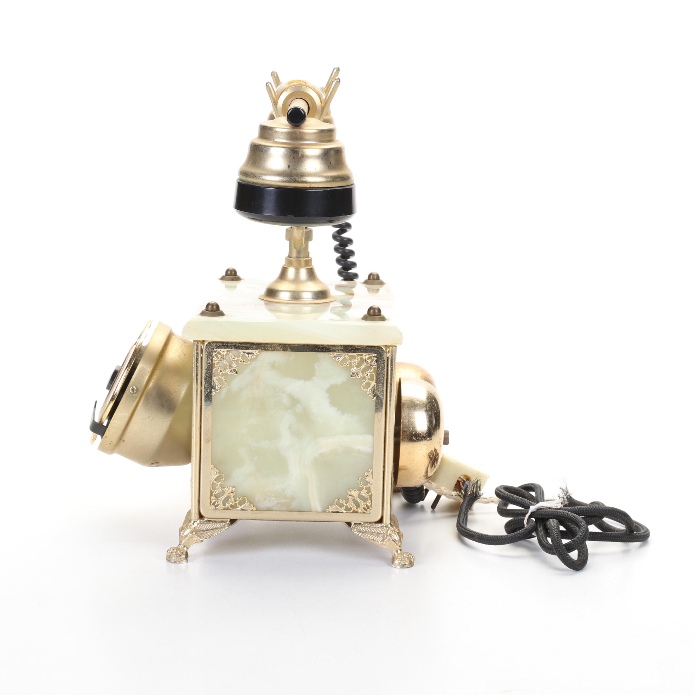 Hollywood Regency Style Marble Rotary Dial Telephone