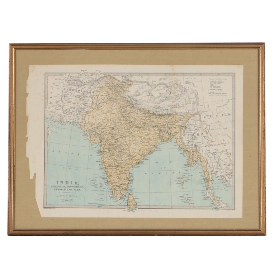 John Bartholomew Map "India, Afghanistan, Beloochistan, Burmah and Siam"