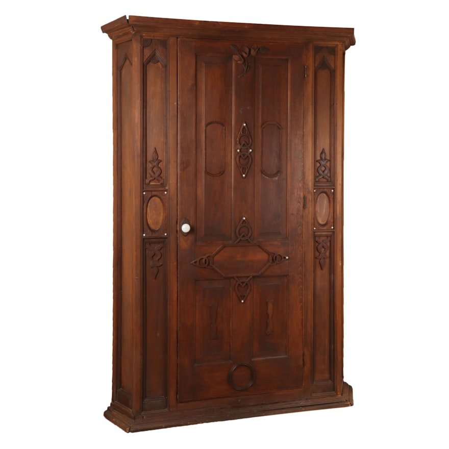 Victorian Poplar Corner Cabinet, 19th Century and Adapted