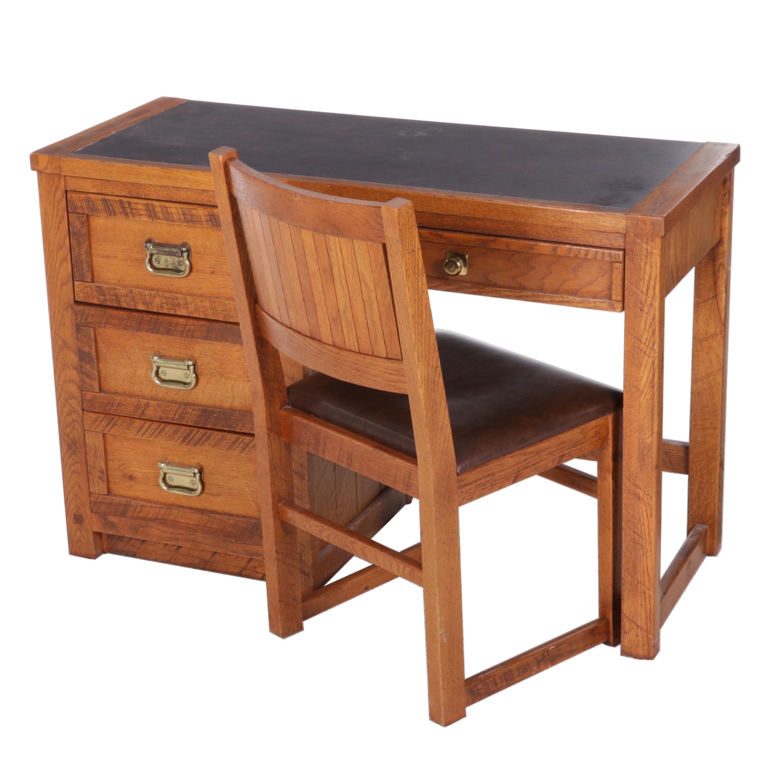 Young-Hinkle "Windjammer" Rustic Oak Desk With Chair