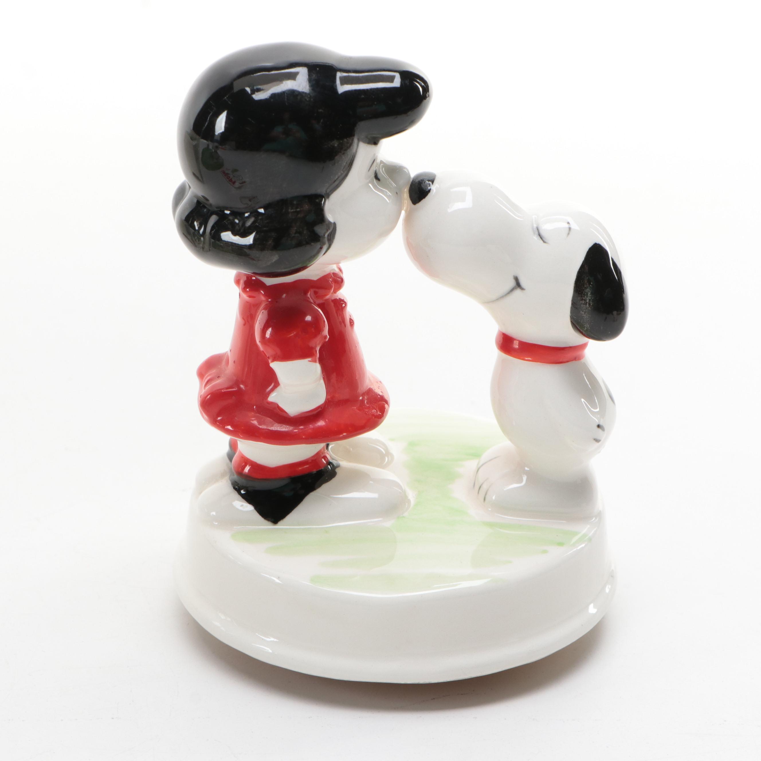 Peanuts Ceramic Musical Figurines and Jewelry Box with Planters