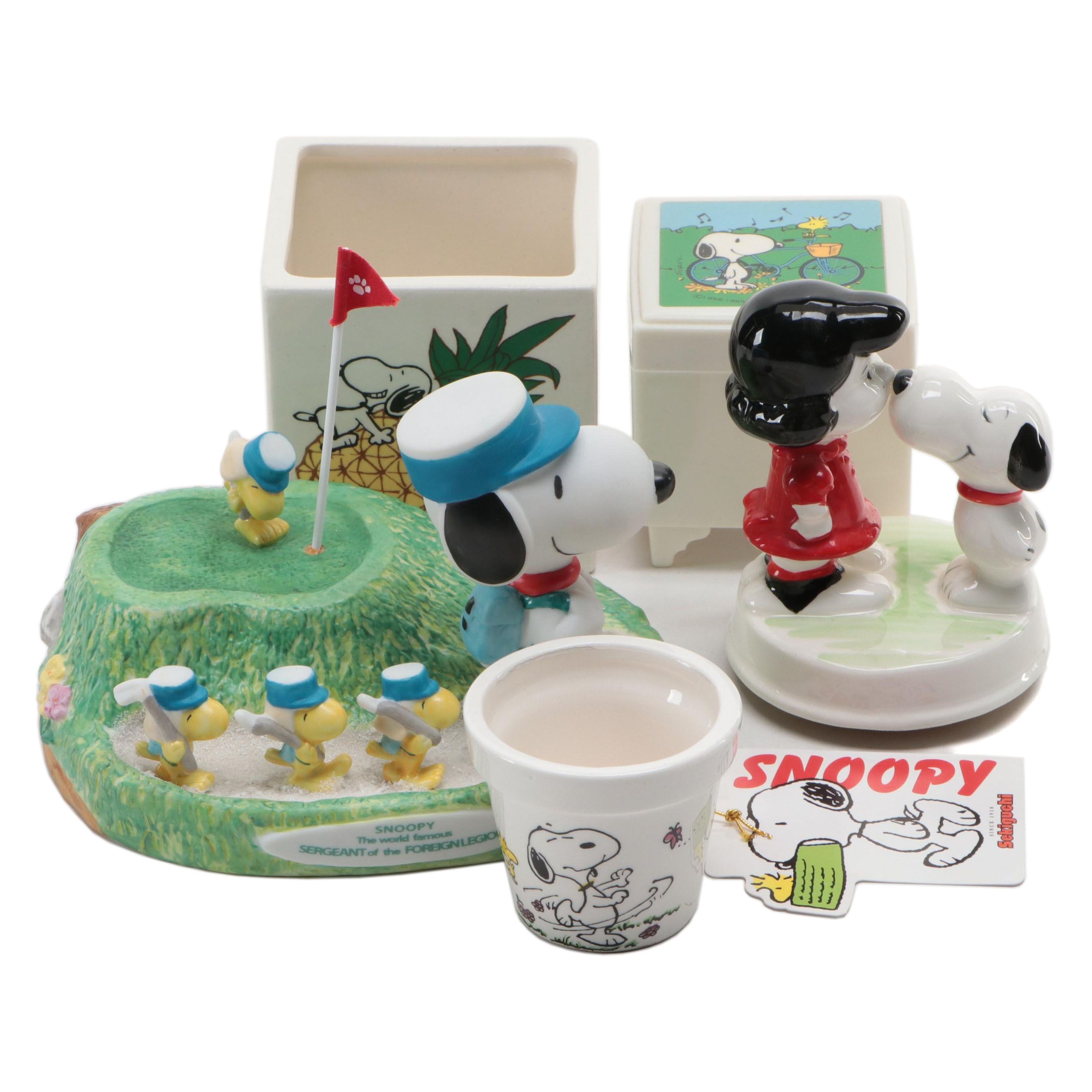 Peanuts Ceramic Musical Figurines and Jewelry Box with Planters