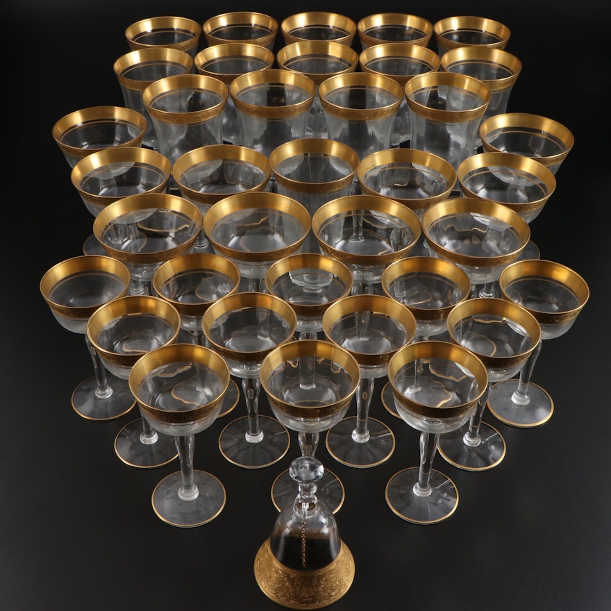 Gold Rimmed Stemware with Glastonbury-Lotus "Georgian Gold" Bell, Mid-20th C